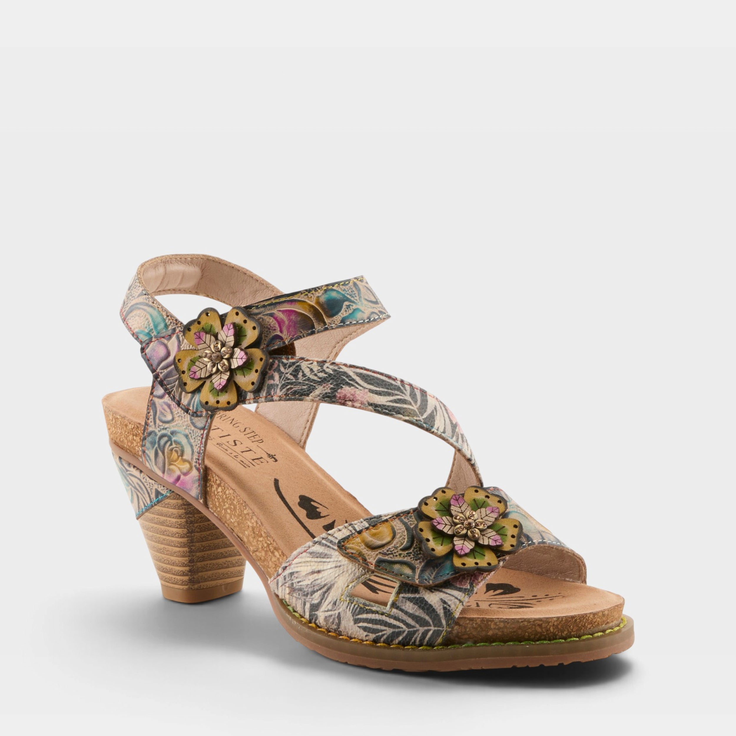 L'Artiste Shesfab Low Block Heel Sandals - Spring Step Shoes
