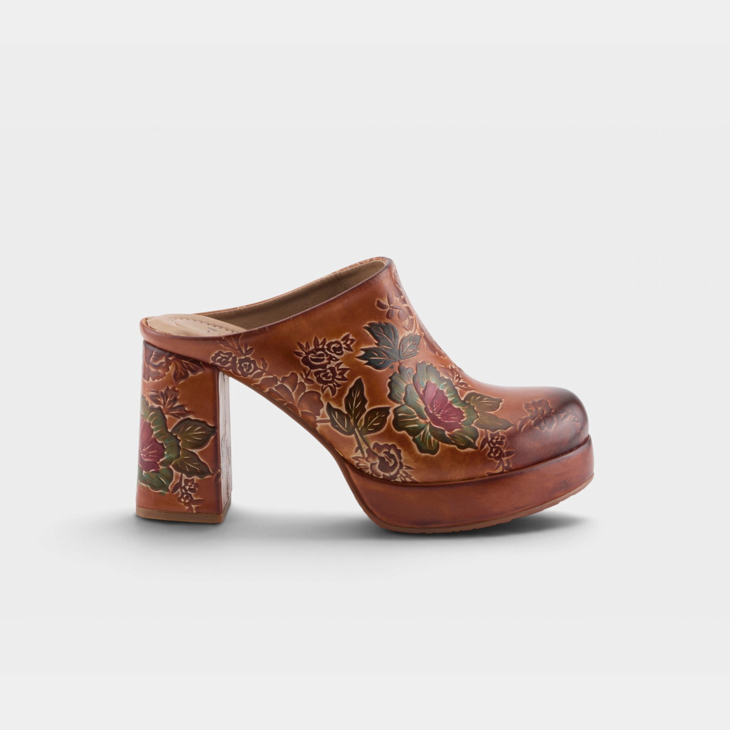 L'Artiste Skyhigh mules in Camel Multi, hero view