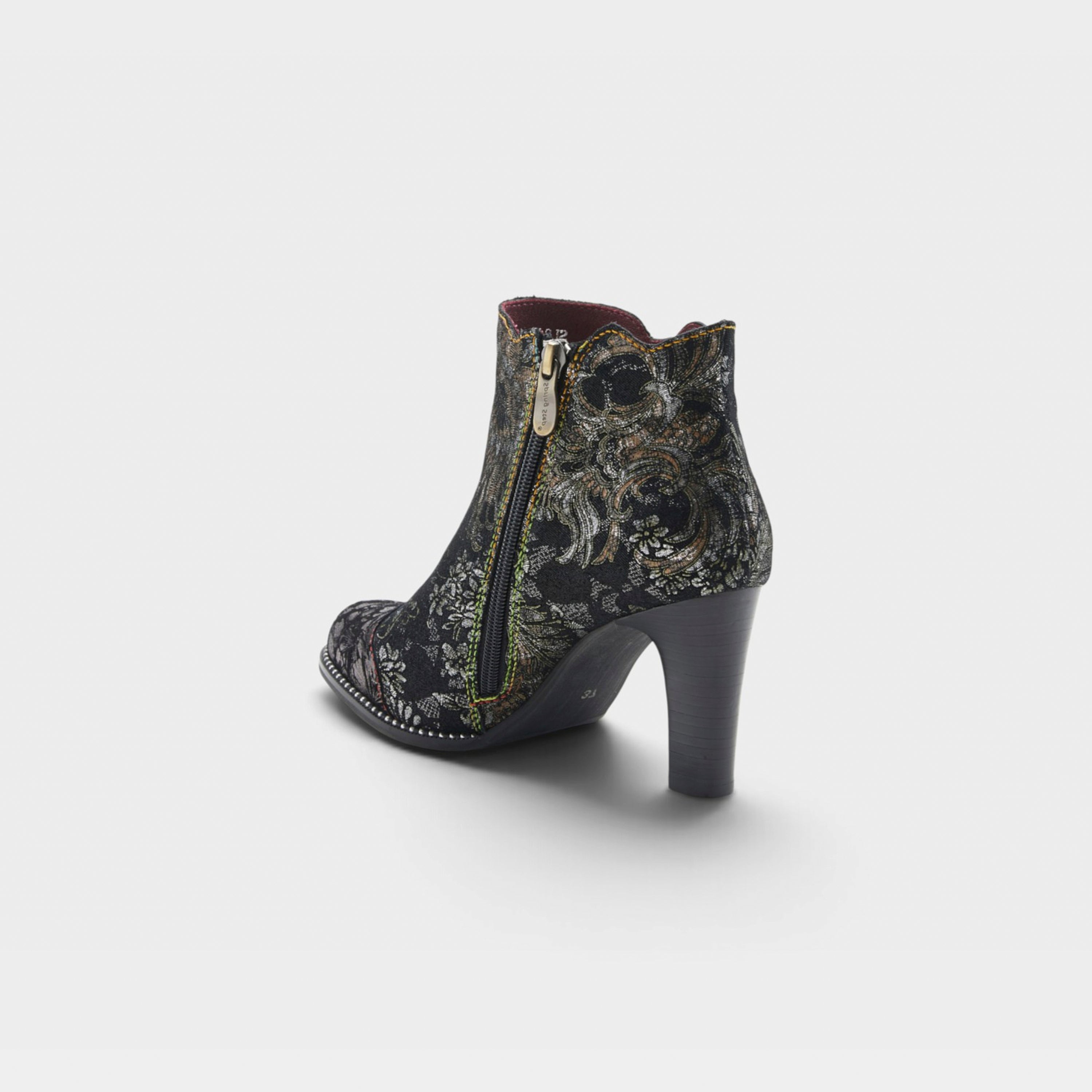 L'Artiste Smokinhot heeled booties in Black Multi, alternate angle view
