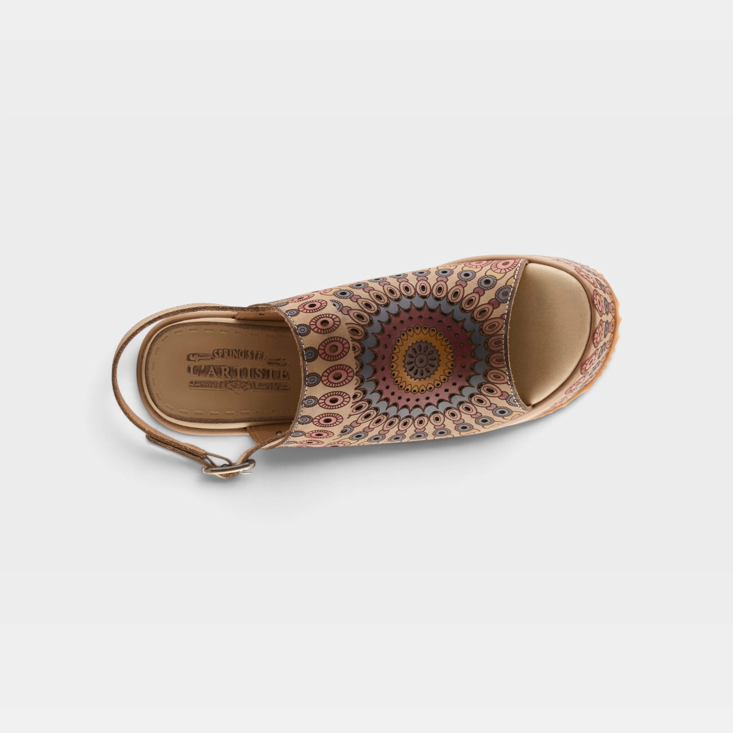 L'Artiste Stevienix sandals in Beige Multi, top view