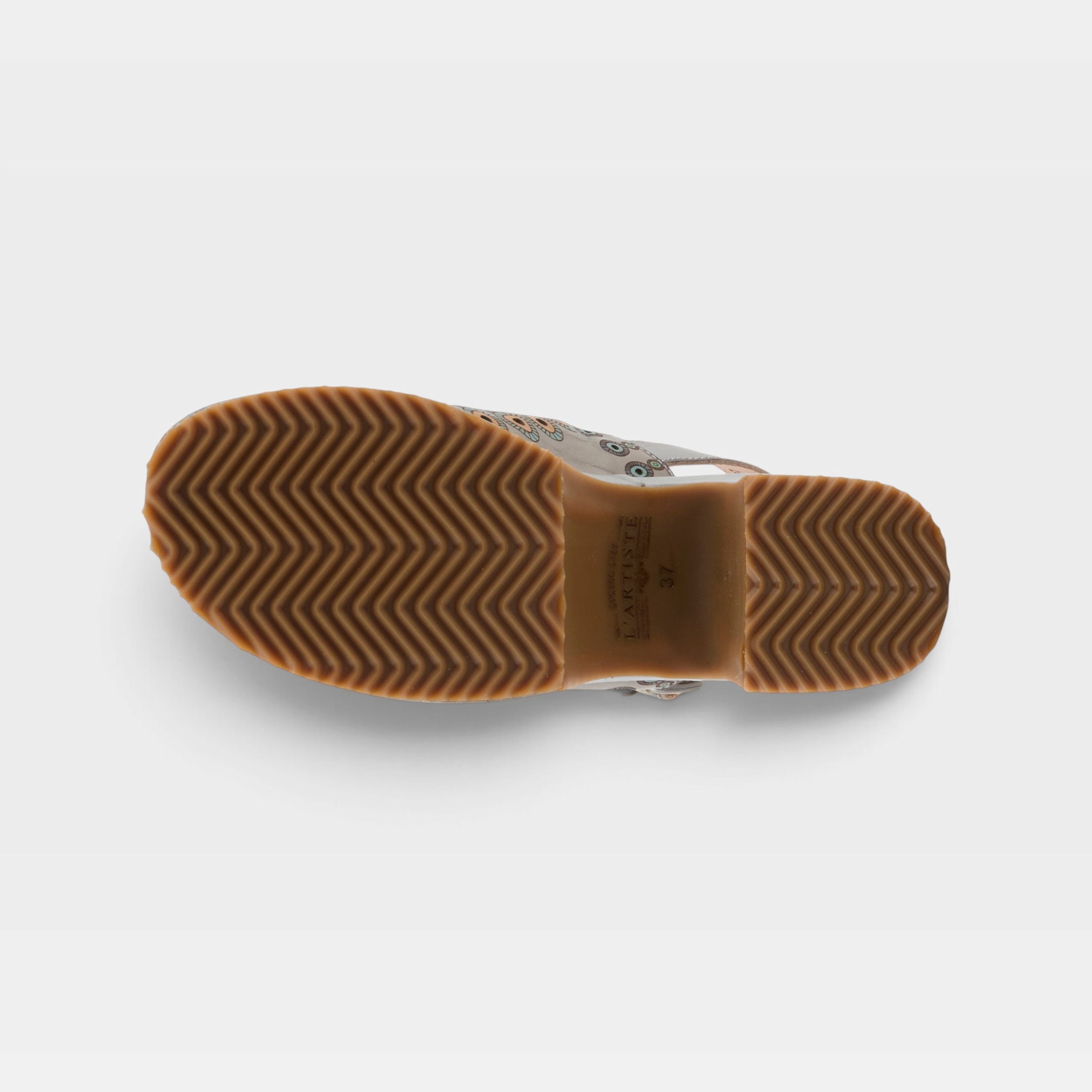L'Artiste Stevienix sandals in Denim Multi, outsole view