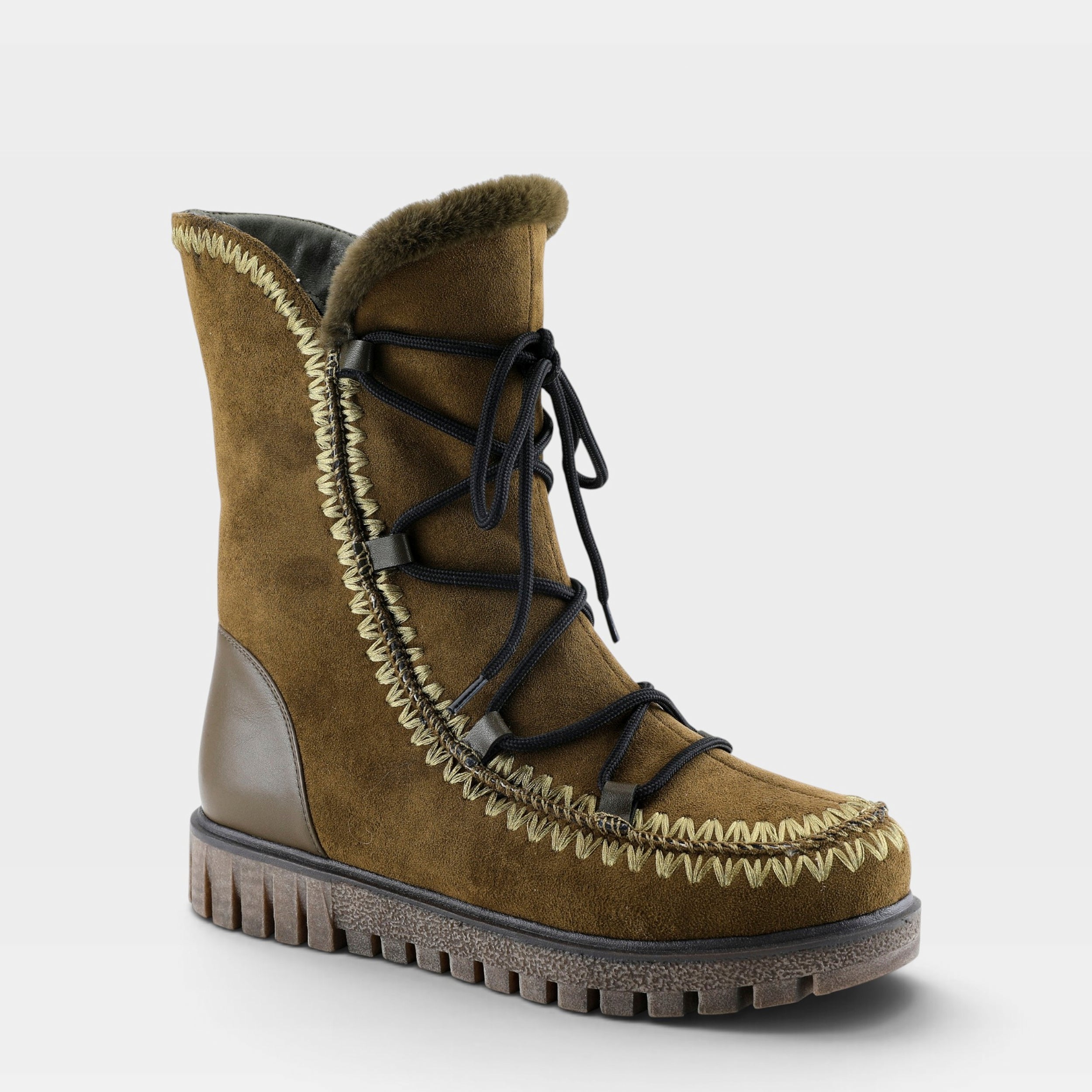 Azura Stich Olive Green Boot