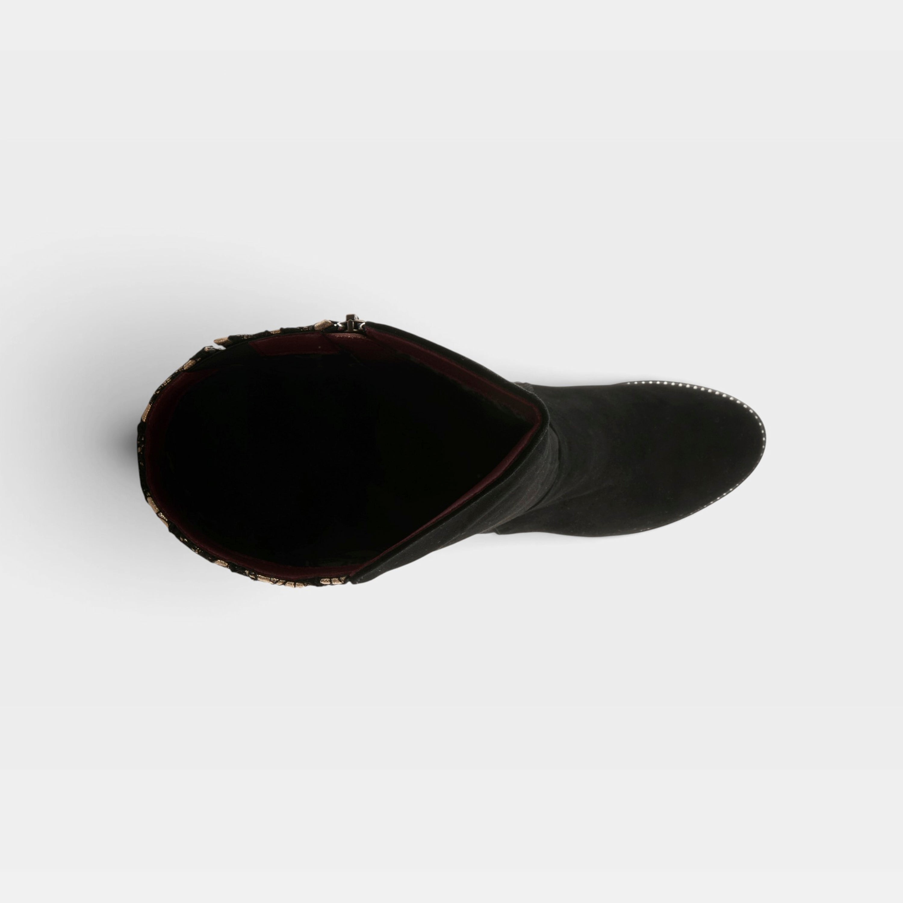 L'Artiste Sultana boots in Black Multi Suede, top view