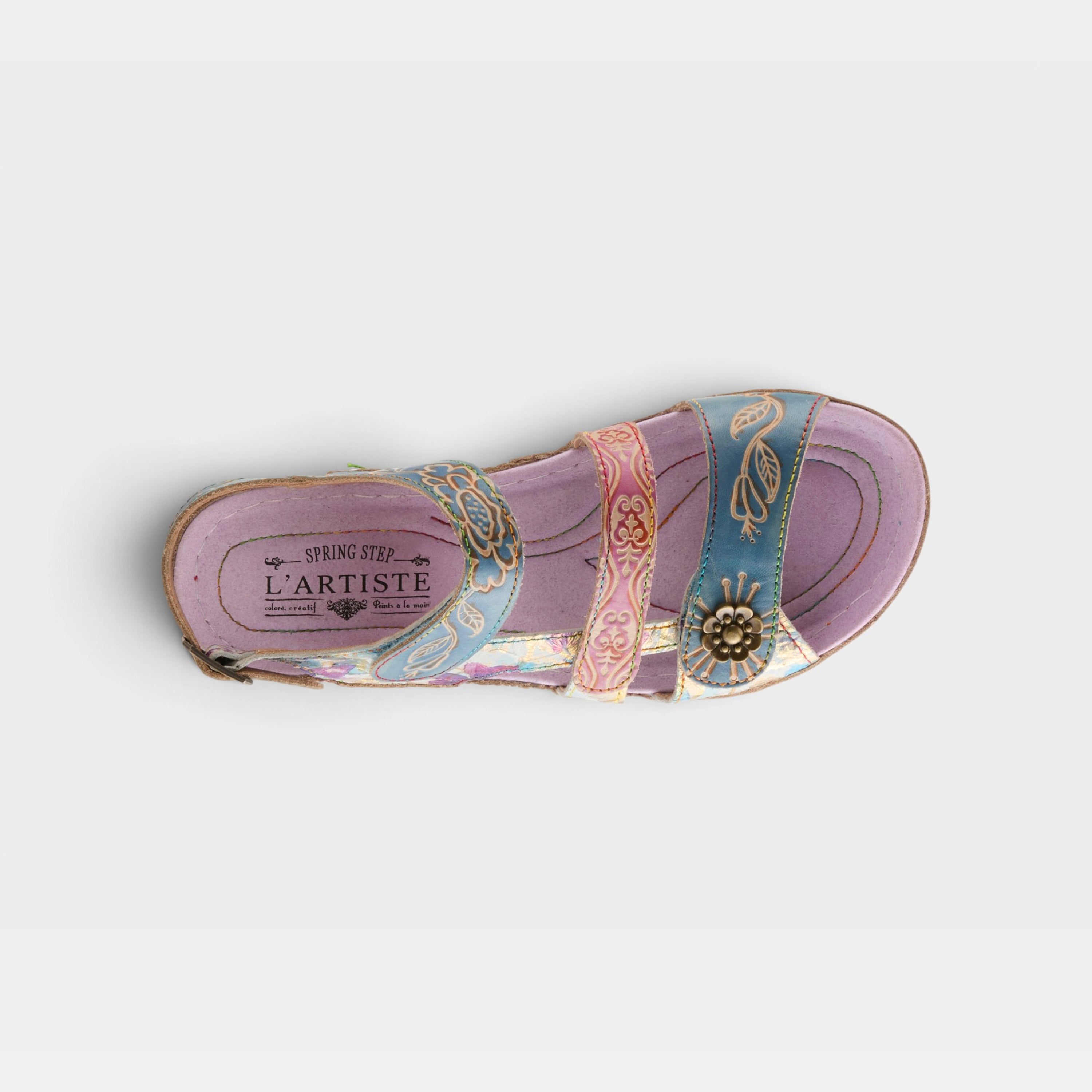 L'Artiste Sumacah sandal in Lilac Multi, top view