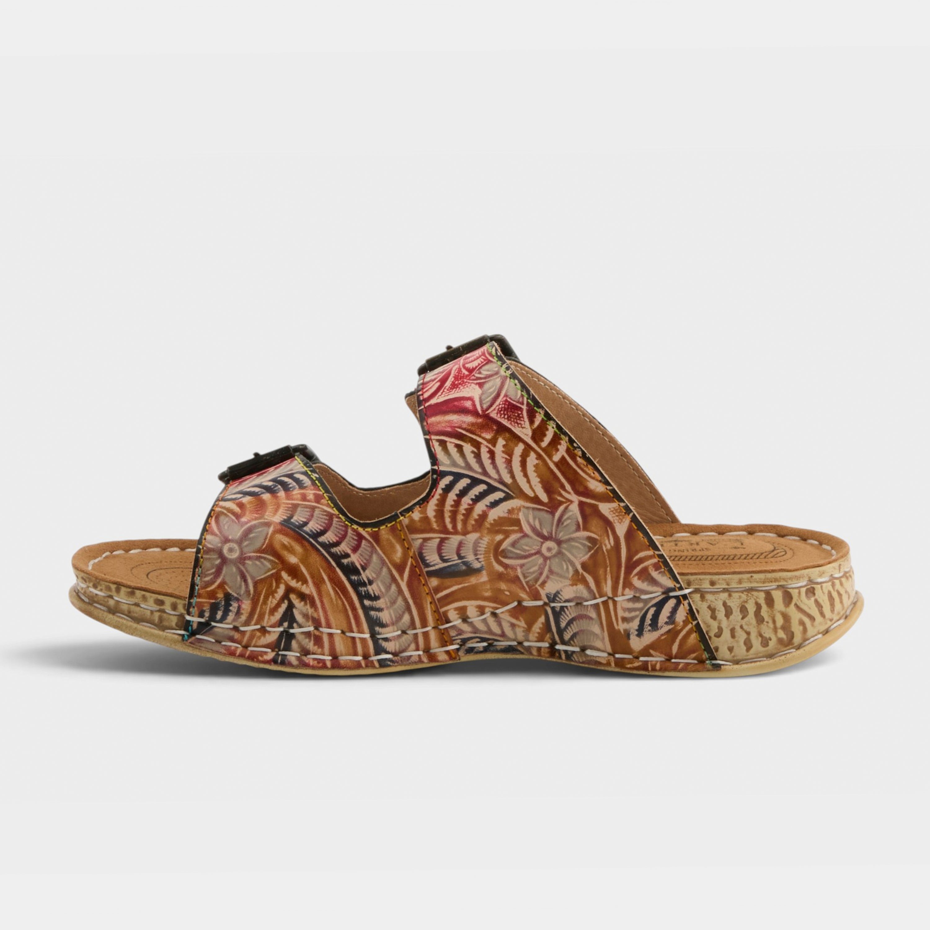 L'Artiste Sunjai sandals in Red Multi, side view