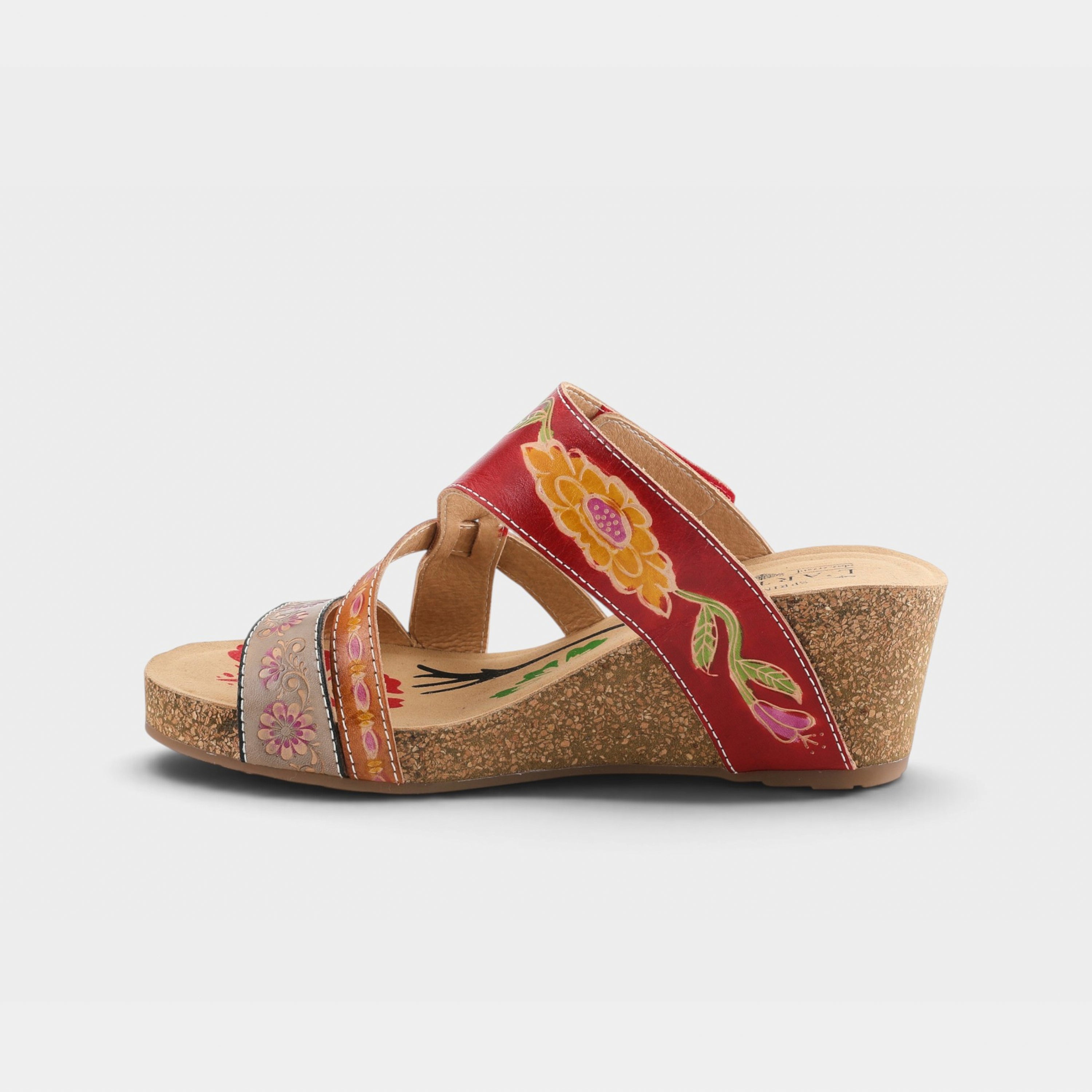 L'Artiste Swan sandals in Red Multi, side view