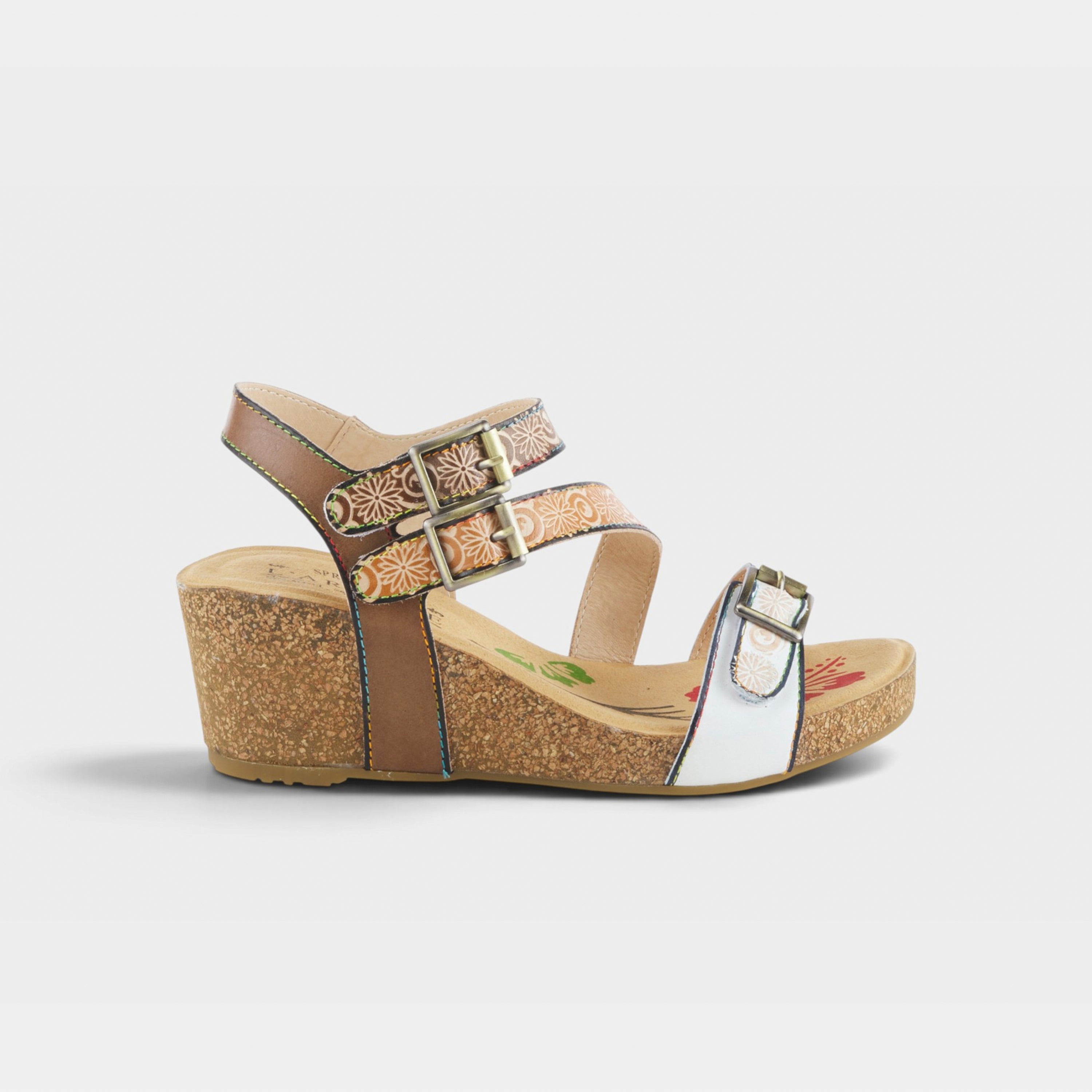 L'Artiste Tanja ankle strap sandal in White Multi, hero view