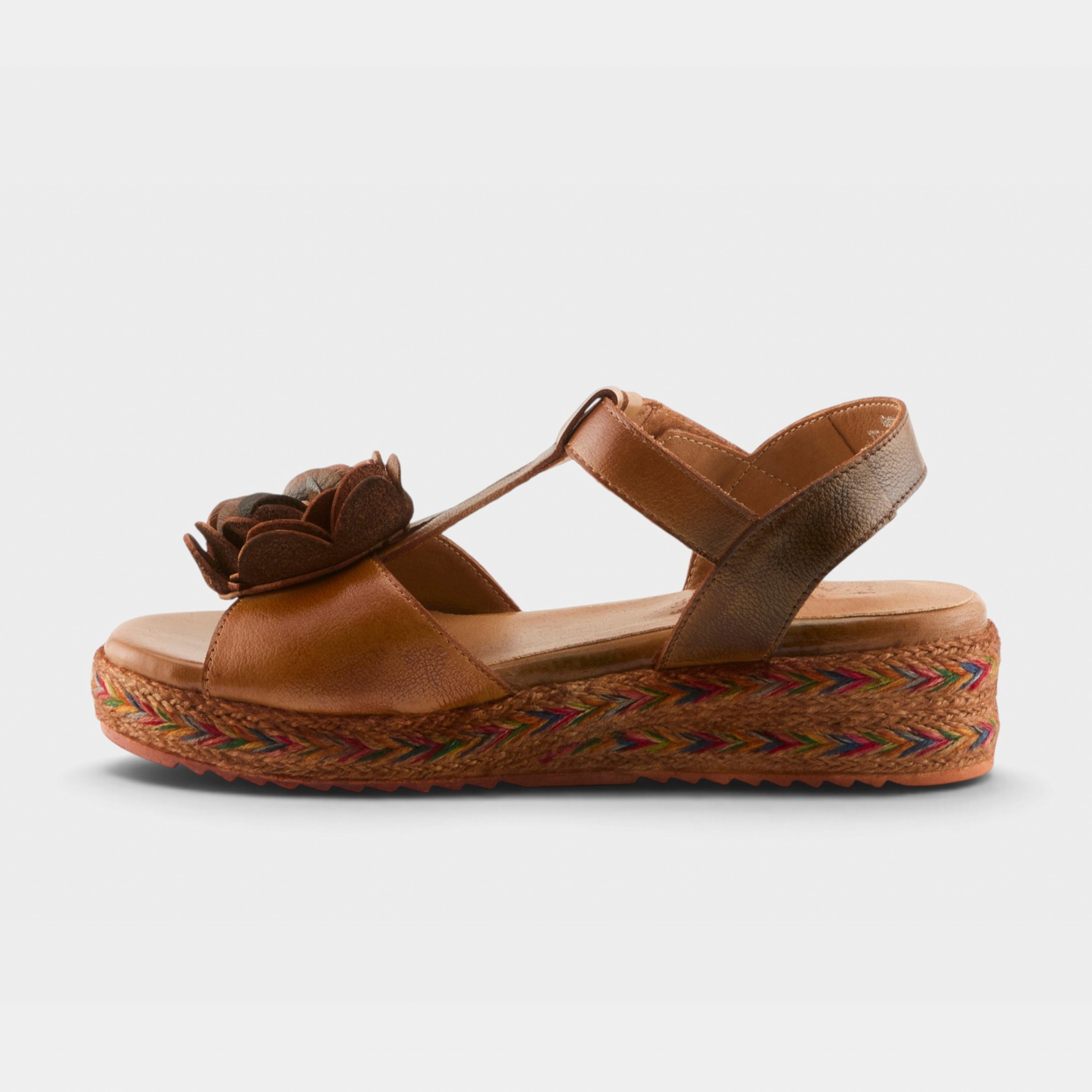 L'Artiste Tempest sandals in Camel Multi, side view