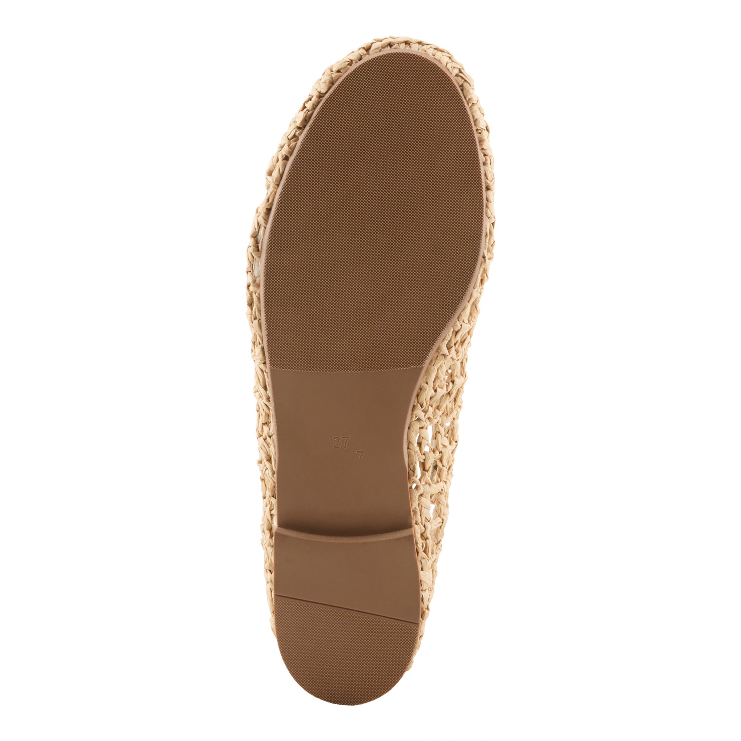 Azura Thevineyard women's flat in beige with raffia upper and buckle detail