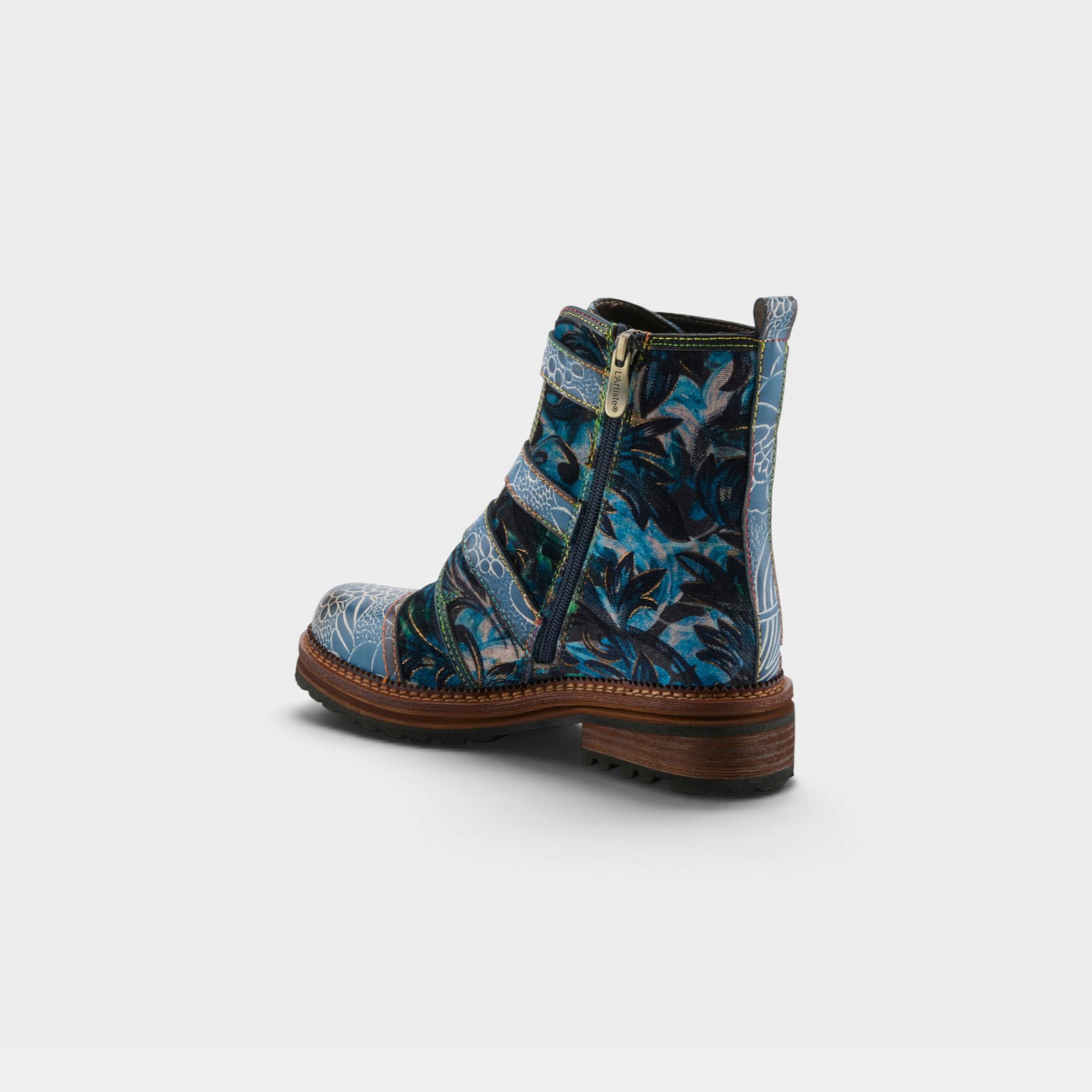 L'Artiste Thisway boots in Blue Multi, alternate angle view