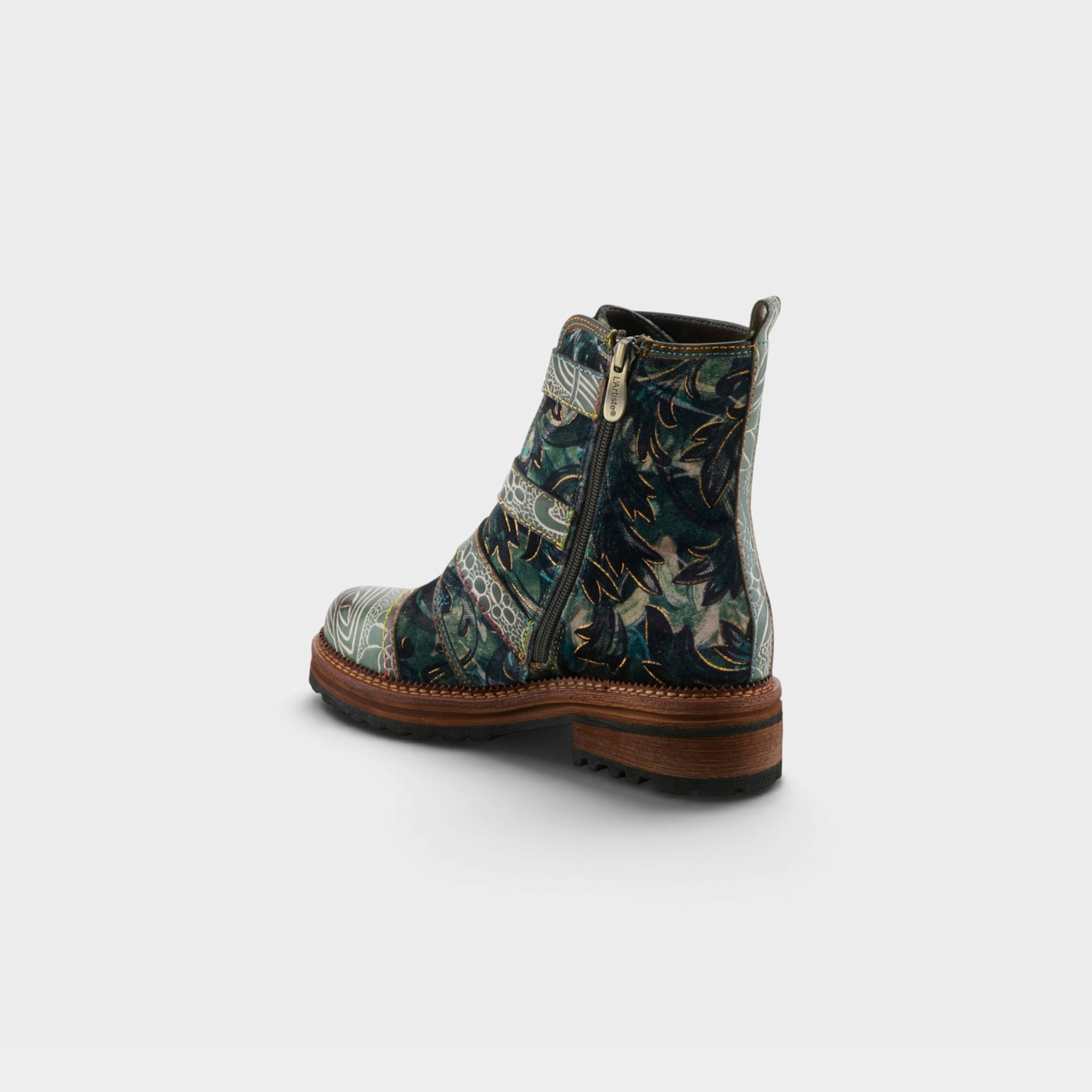 L'Artiste Thisway boots in Green Multi, alternate angle view