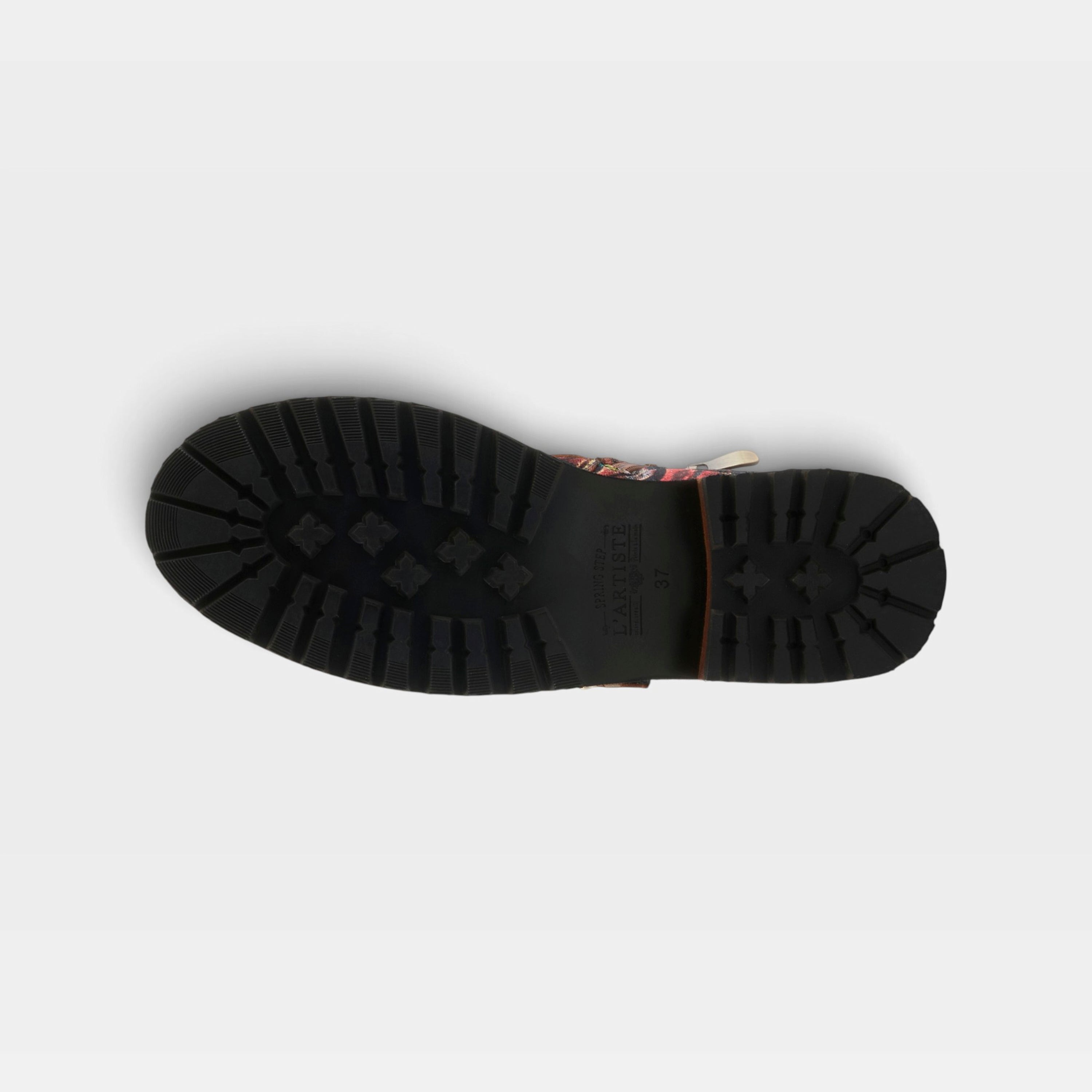 L'Artiste Thisway boots in Tan Multi, outsole view