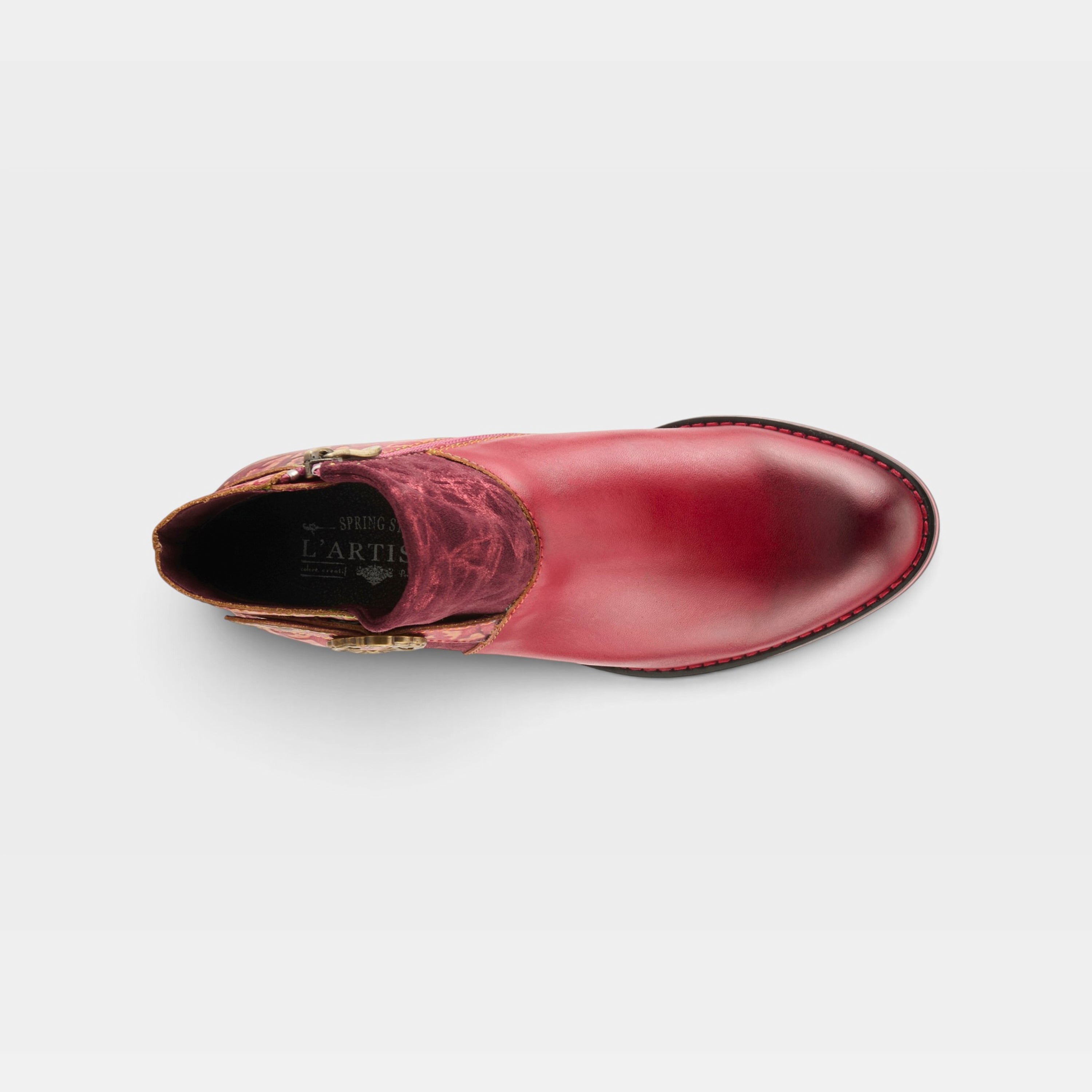 L'Artiste Tiatia boots in Bordeaux, top view