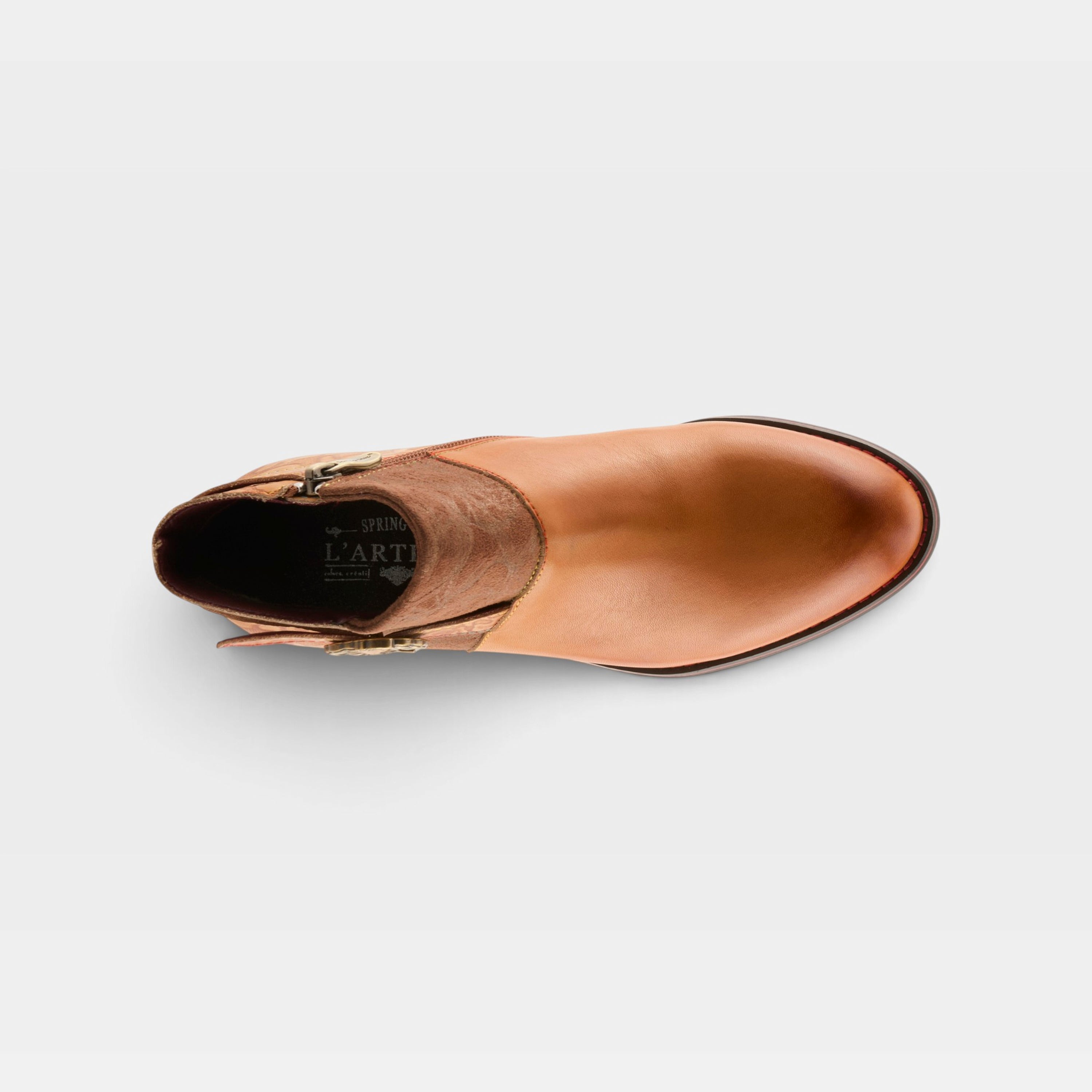 L'Artiste Tiatia boots in Camel, top view