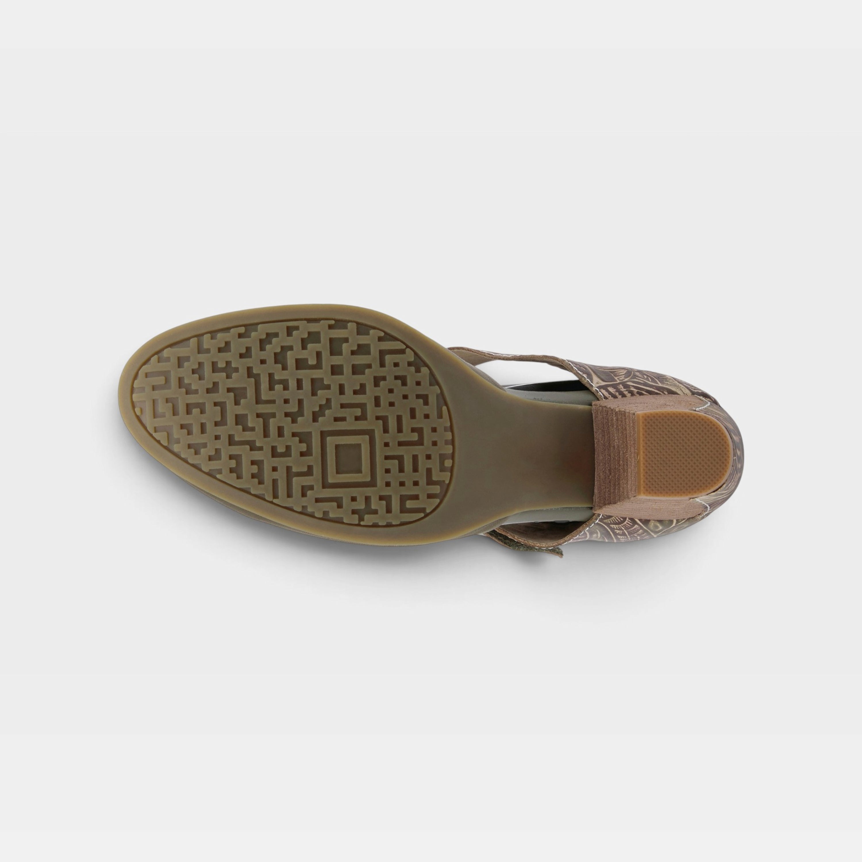 L'Artiste Toolie shoes in Olive Green, outsole view