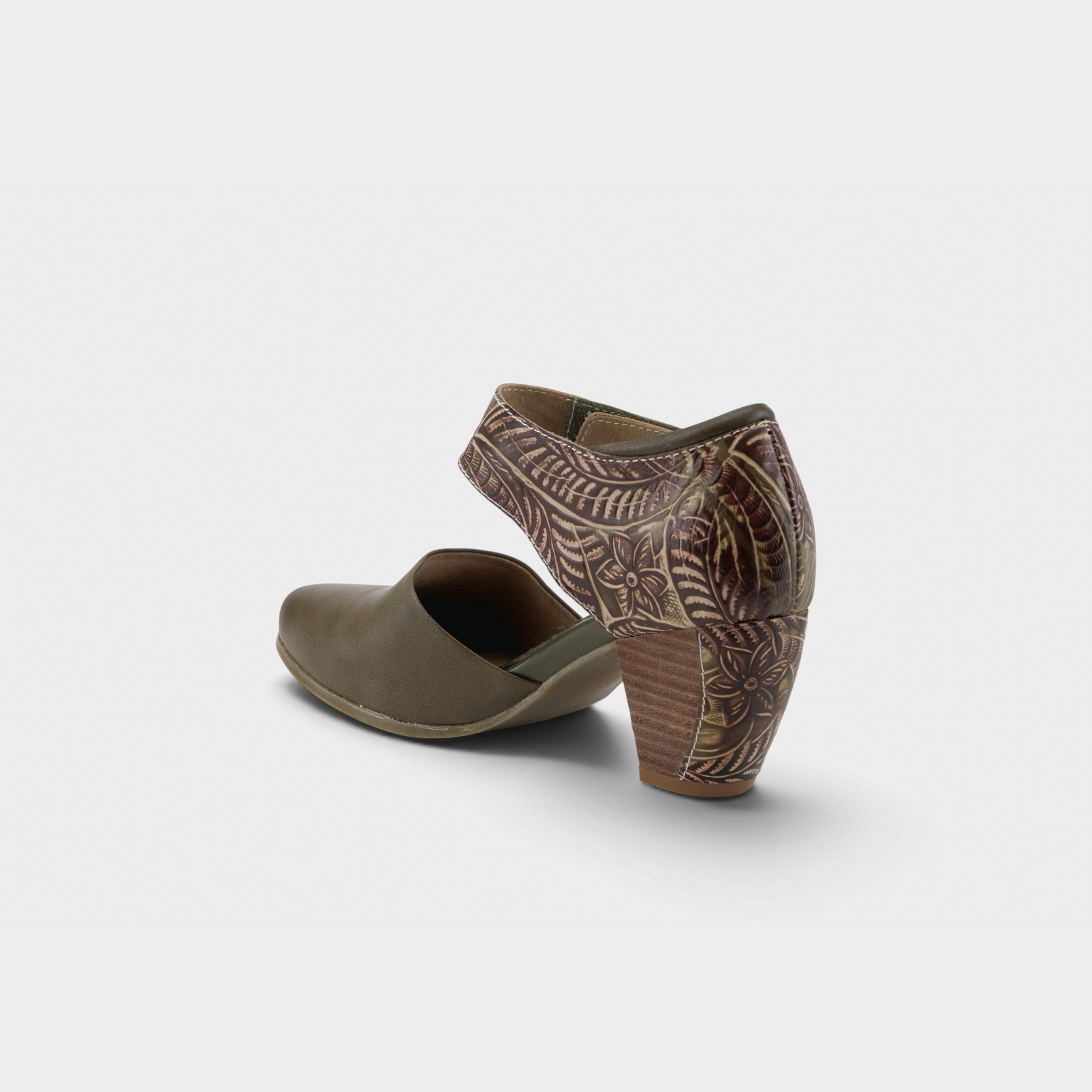L'Artiste Toolie shoes in Olive Green, alternate angle view