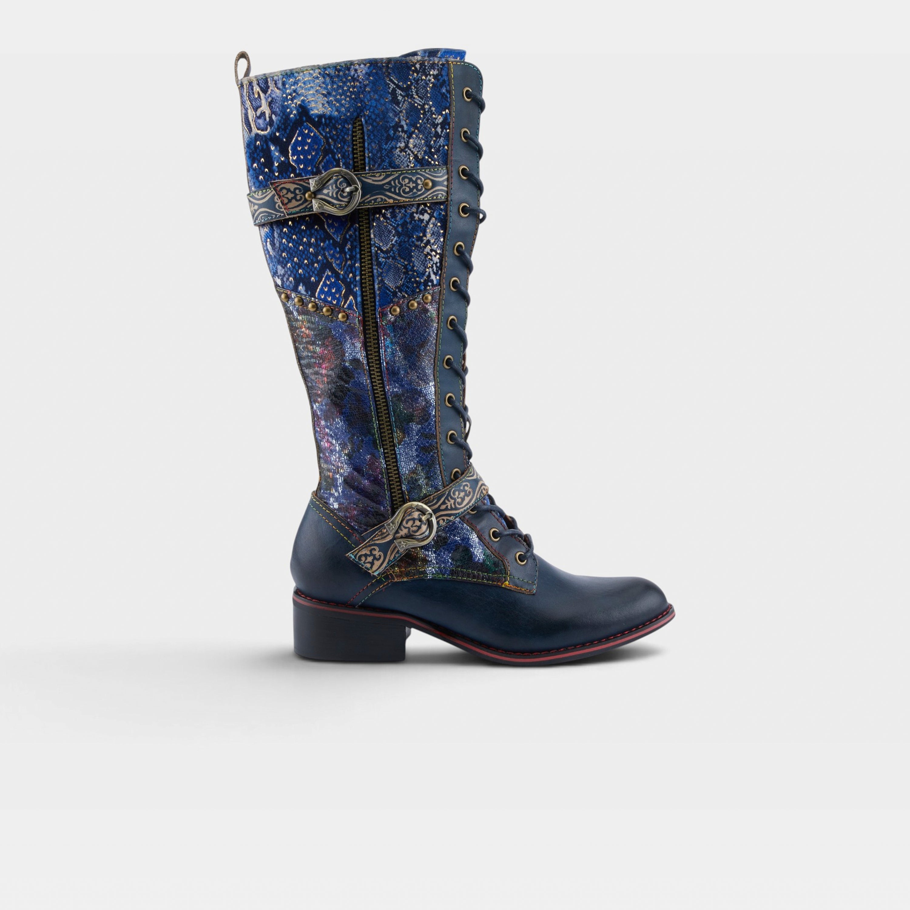 L'Artiste Vaneyck tall western boot in Blue Multi, hero view