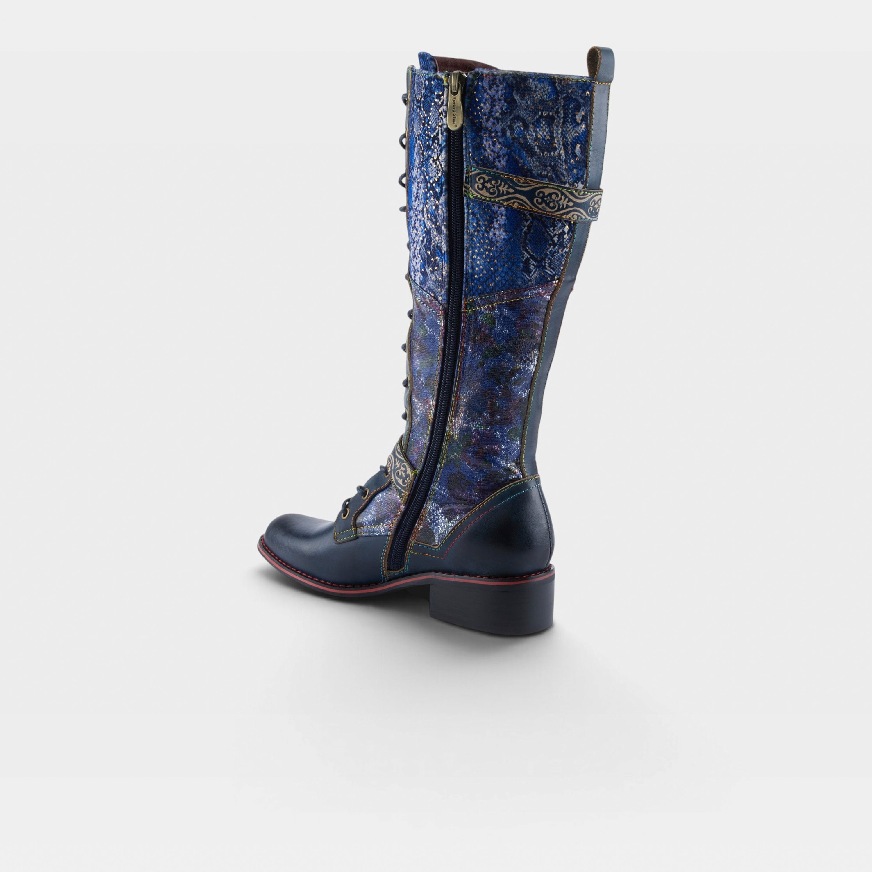 L'Artiste Vaneyck tall western boot in Blue Multi, alternate angle view