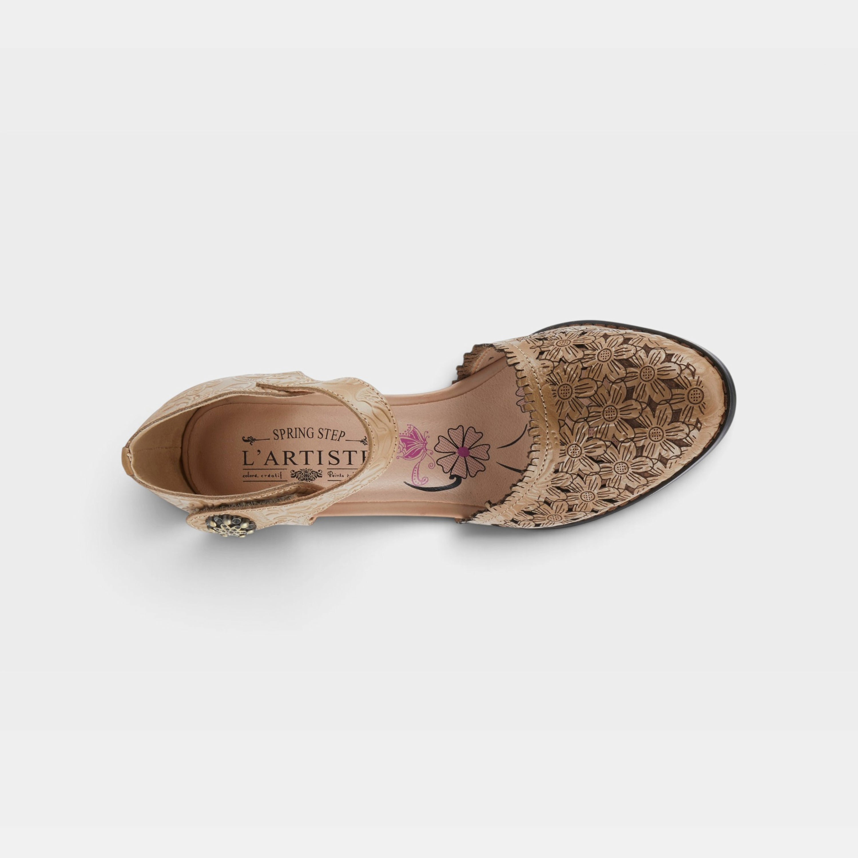 L'Artiste Visionary ankle strap shoes in Beige, top view