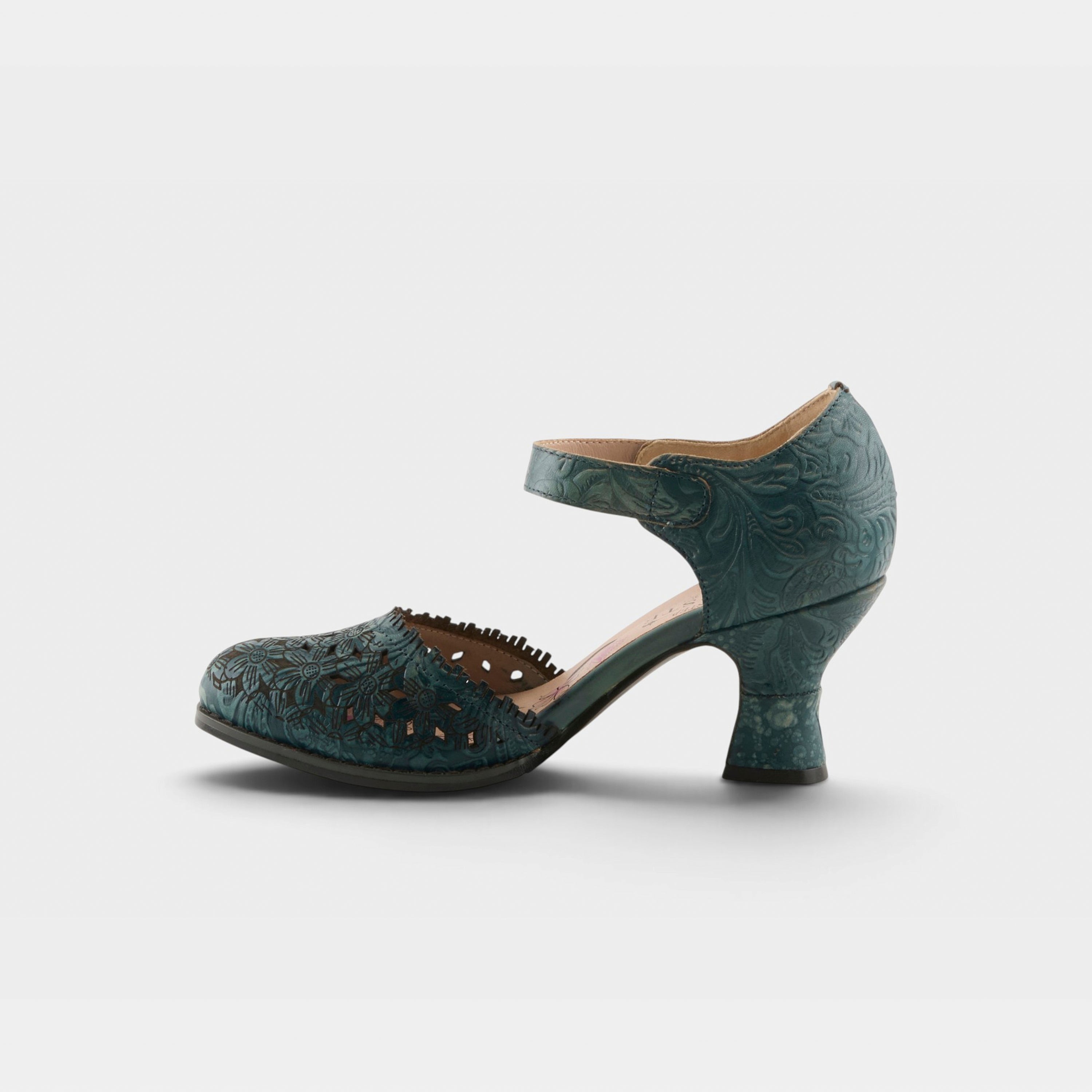 L'Artiste Visionary ankle strap shoes in Blue, side view