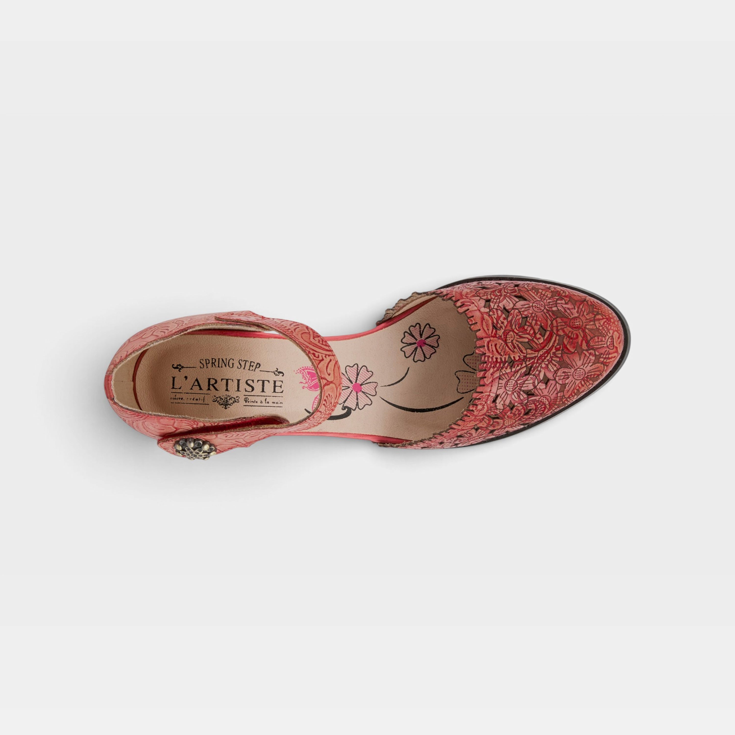 L'Artiste Visionary ankle strap shoes in Red, top view
