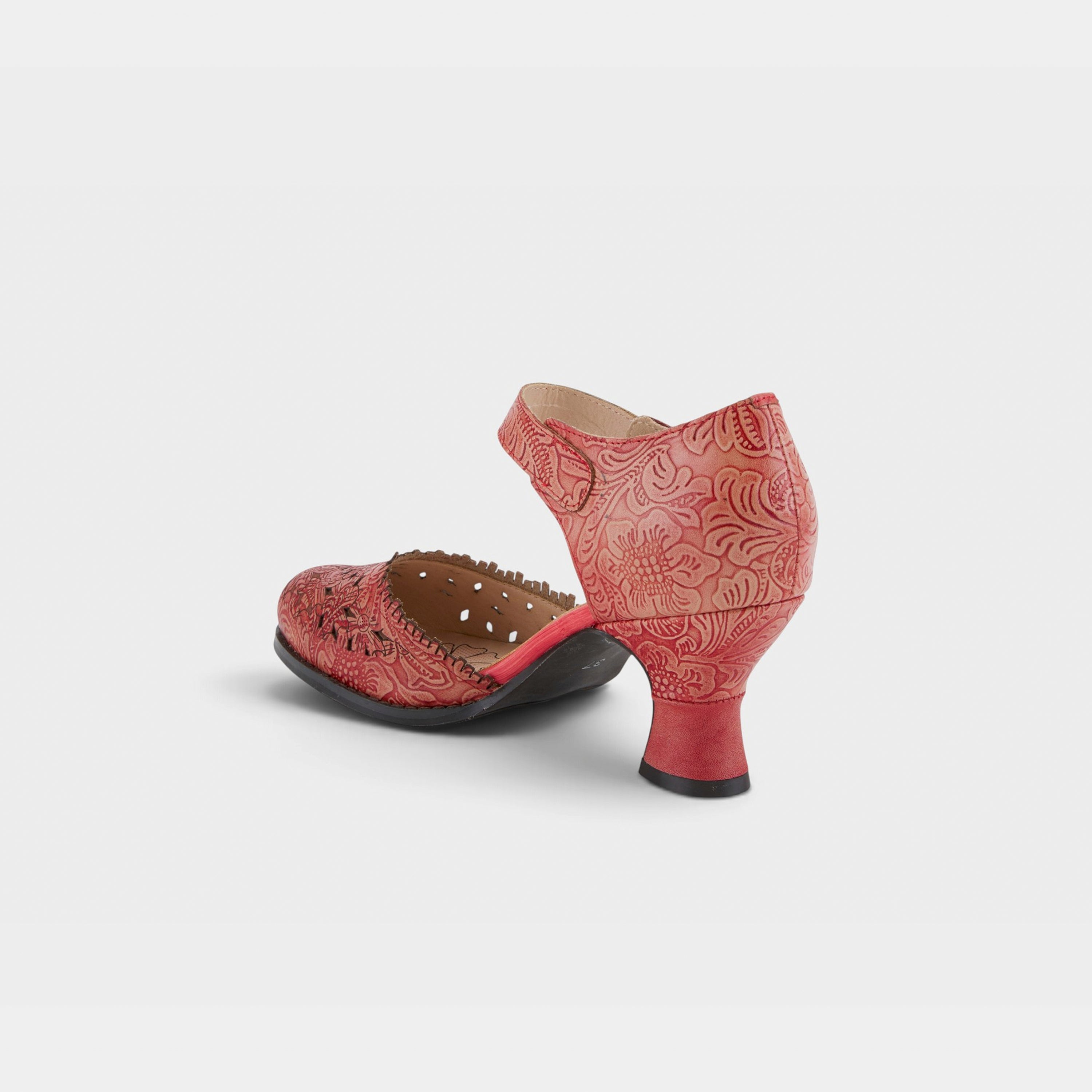 L'Artiste Visionary ankle strap shoes in Red, alternate angle view