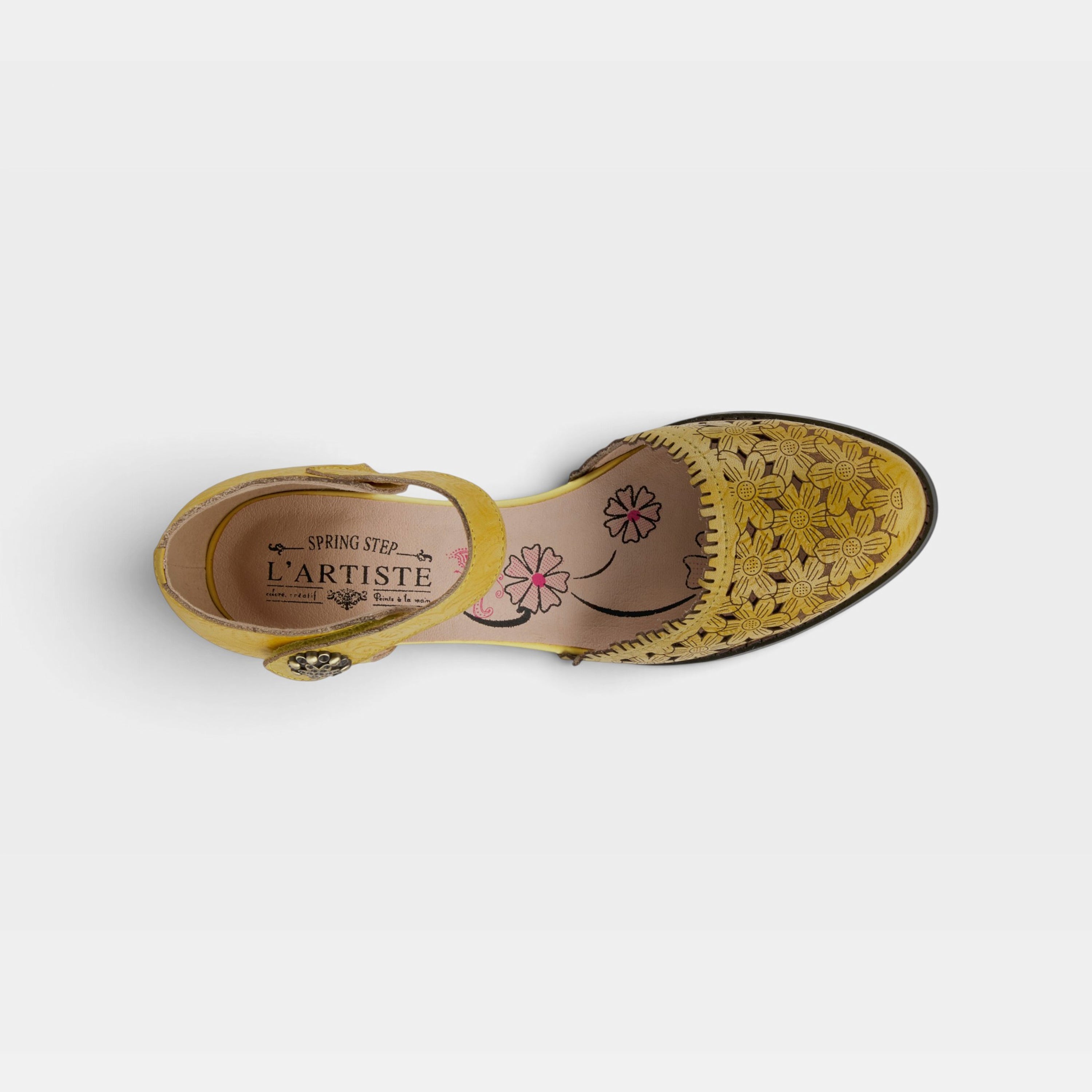 L'Artiste Visionary ankle strap shoes in Yellow, top view