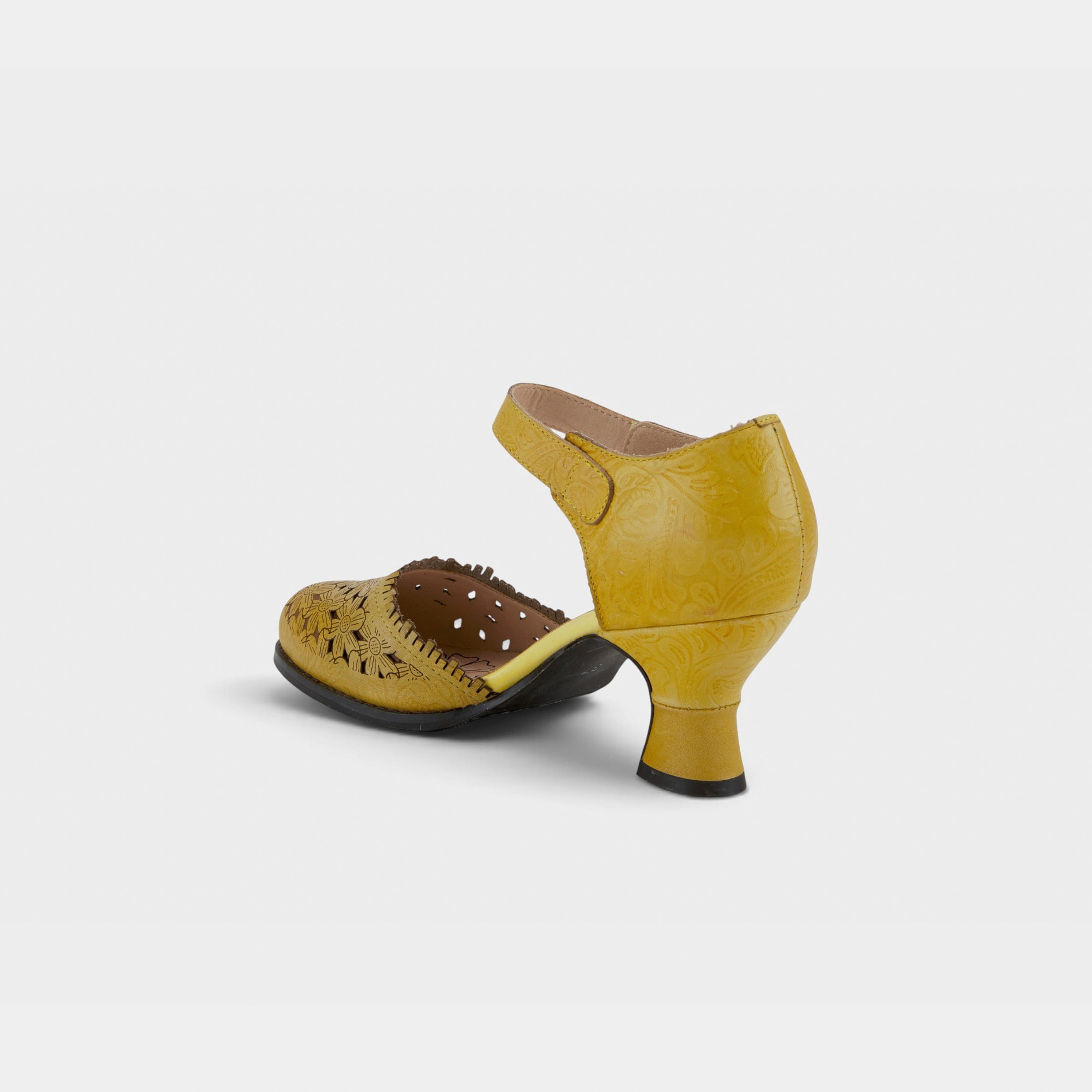 L'Artiste Visionary ankle strap shoes in Yellow, alternate angle view