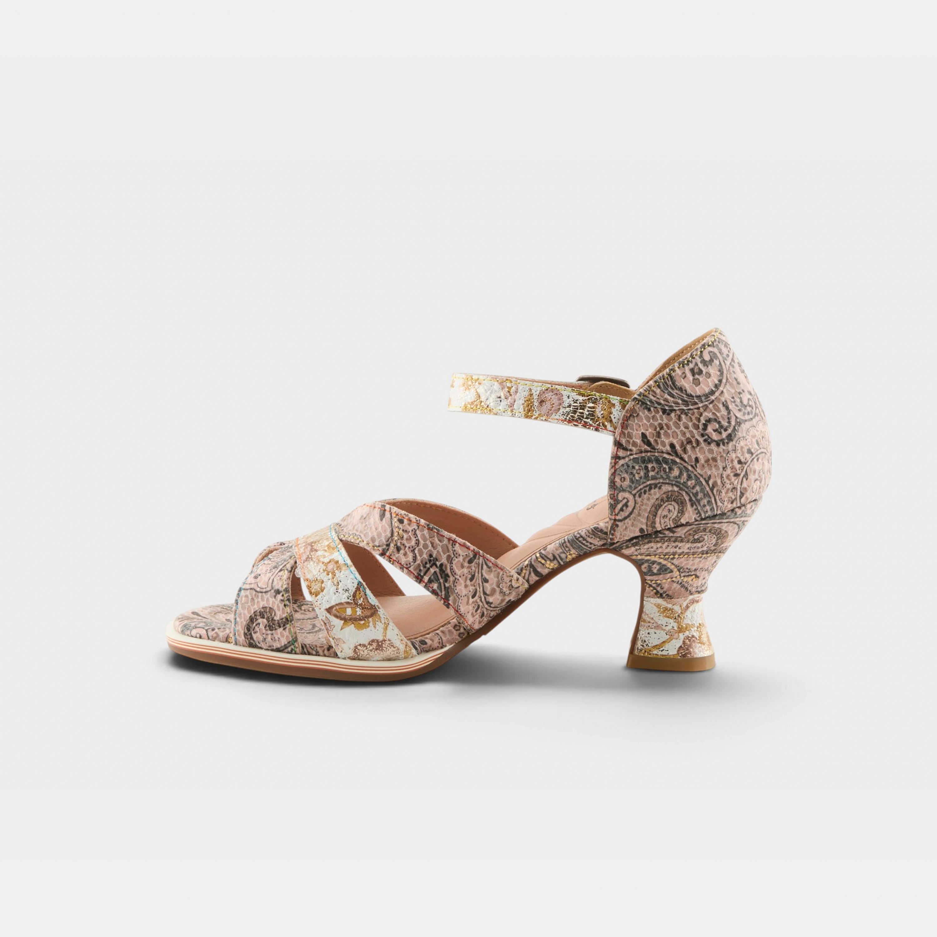 L'Artiste Waltz-Fleur sandals in Pink Multi, side view