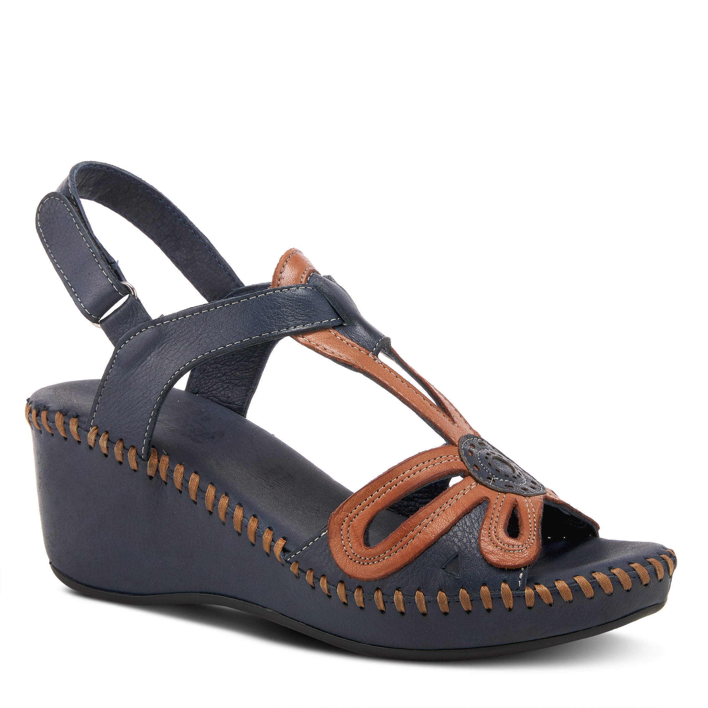 Spring Step SPRING STEP AMUNA T-STRAP SANDALS sandal in navy multi with comfortable everyday design