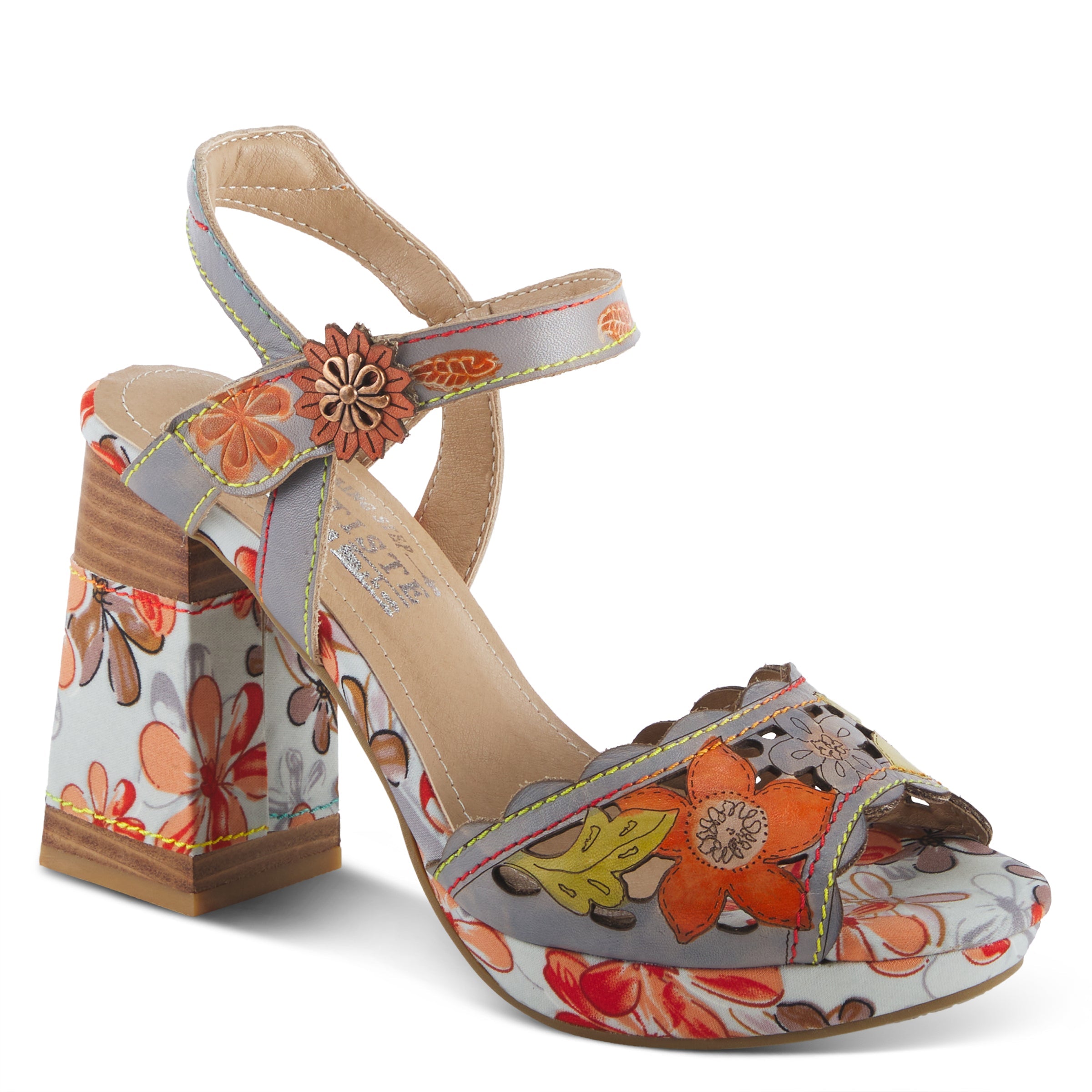 L'Artiste L'ARTISTE AVANTGARDE SANDALS sandal in grey multi with handcrafted leather design