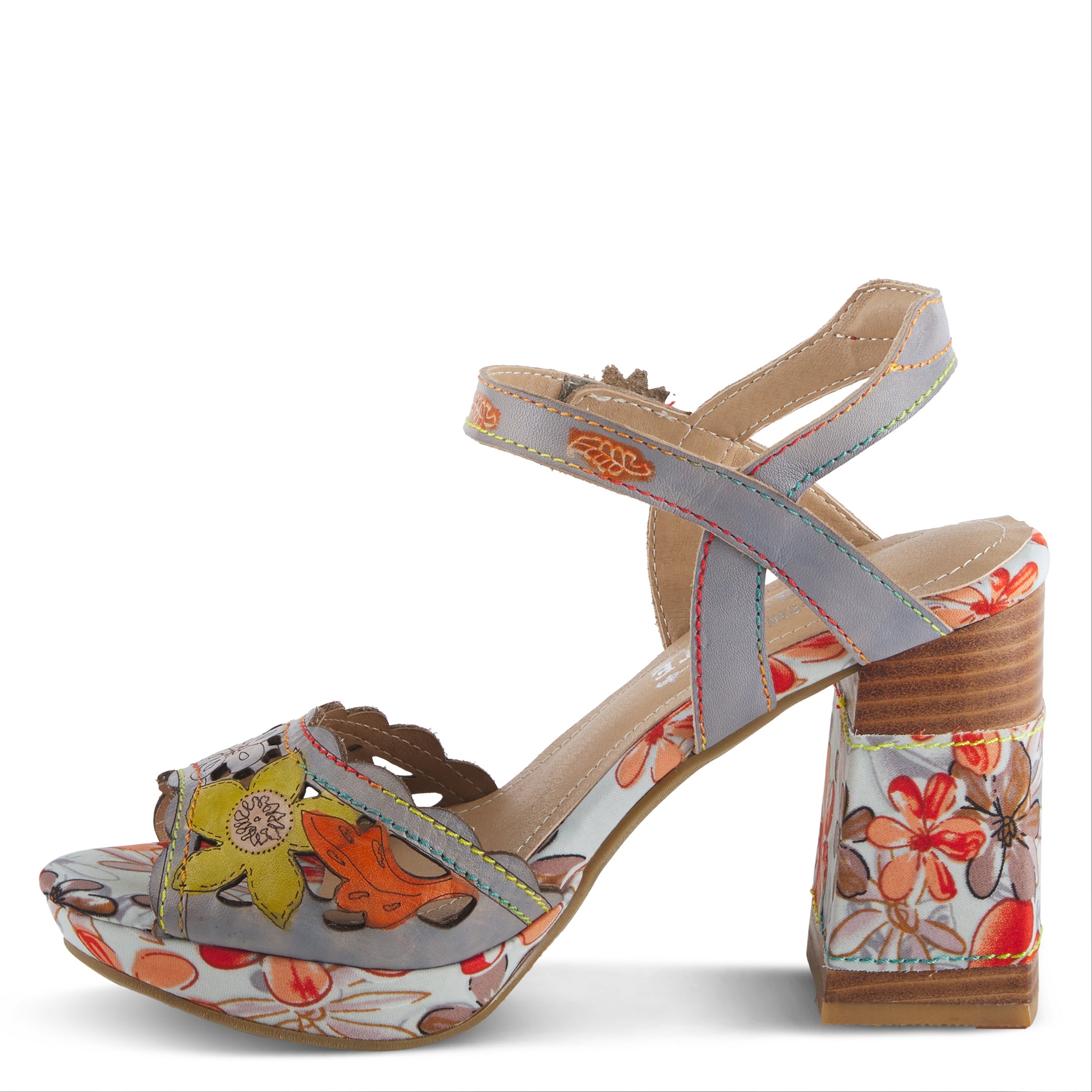 L'Artiste L'ARTISTE AVANTGARDE SANDALS sandal in grey multi with handcrafted leather design