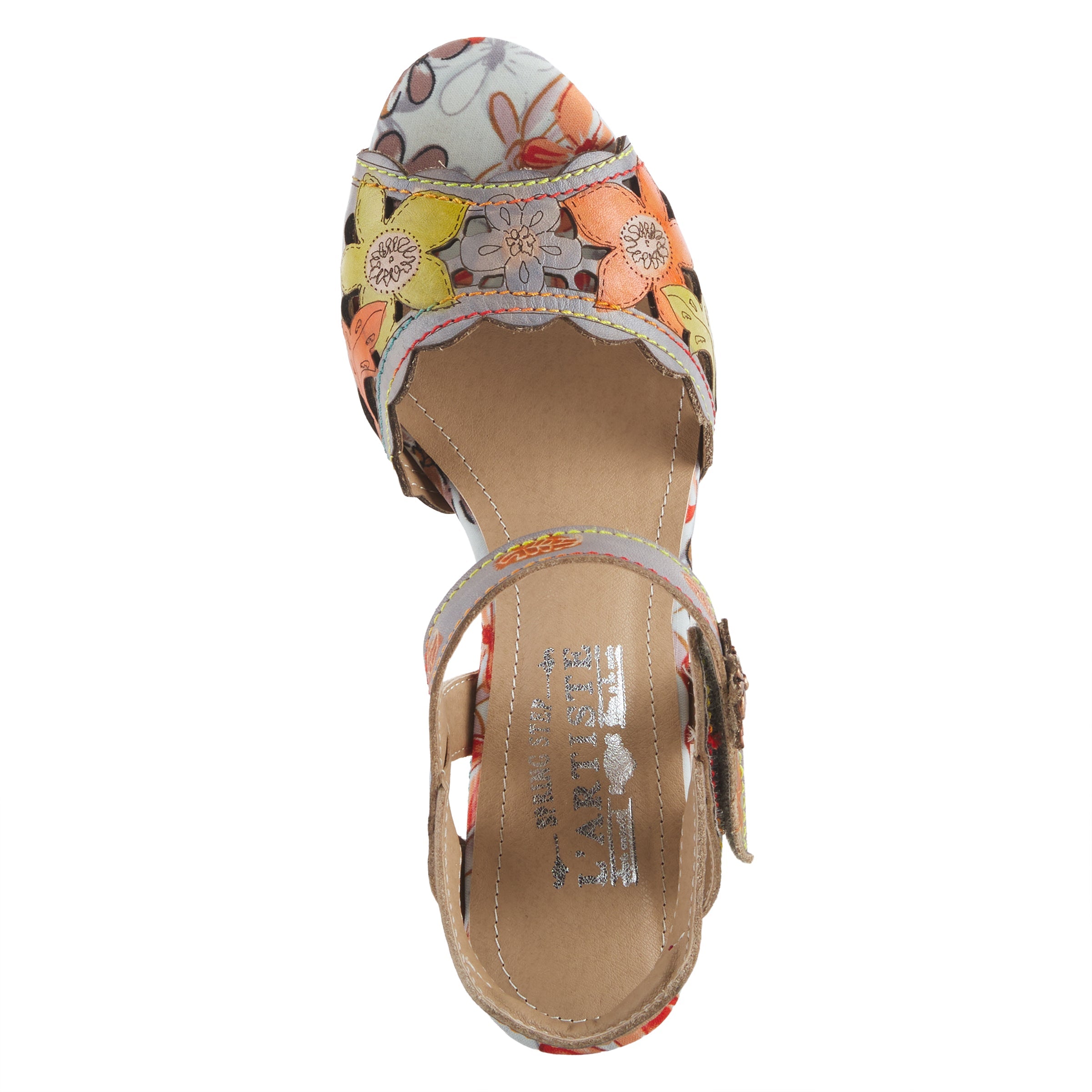 L'Artiste L'ARTISTE AVANTGARDE SANDALS sandal in grey multi with handcrafted leather design