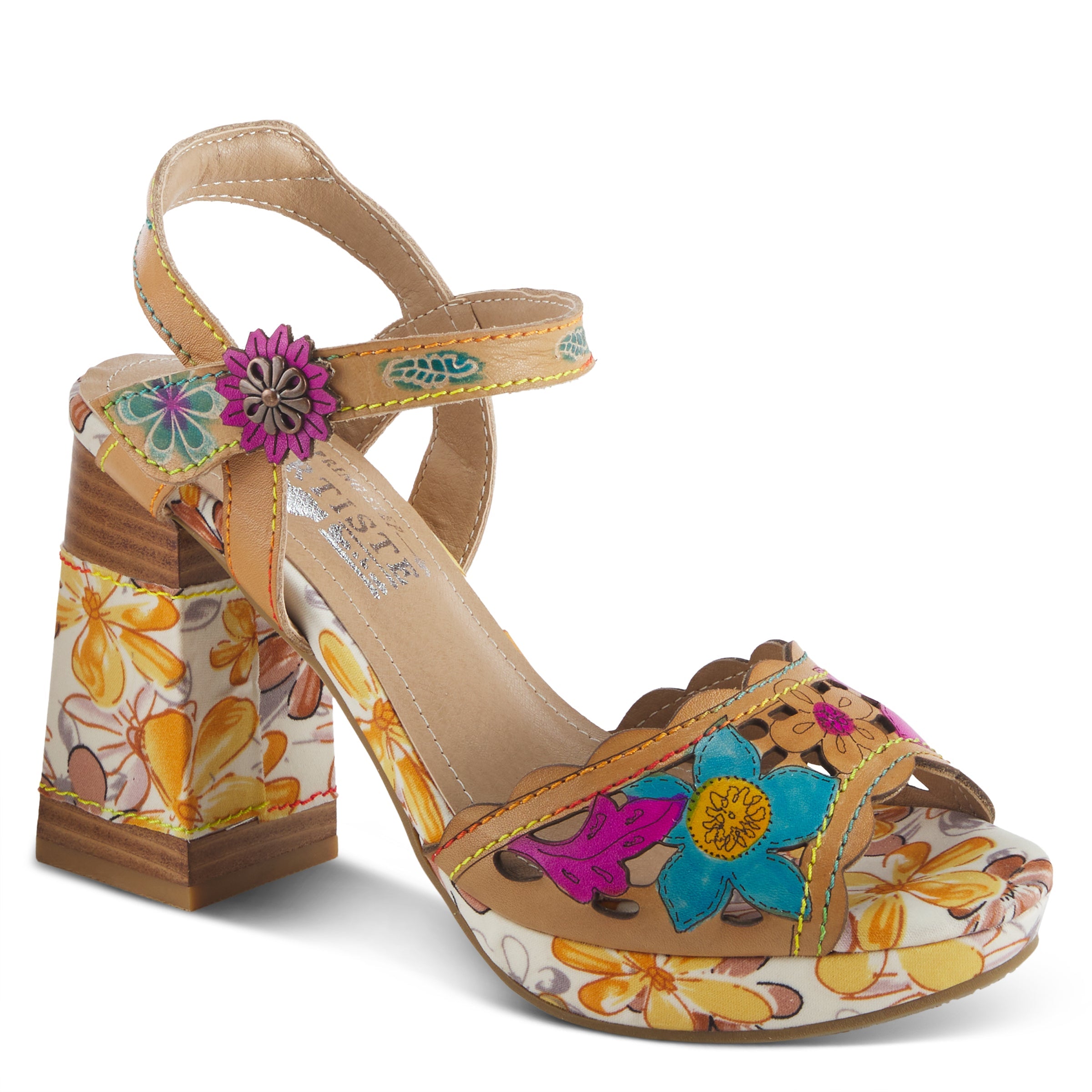 L'Artiste L'ARTISTE AVANTGARDE SANDALS sandal in grey multi with handcrafted leather design