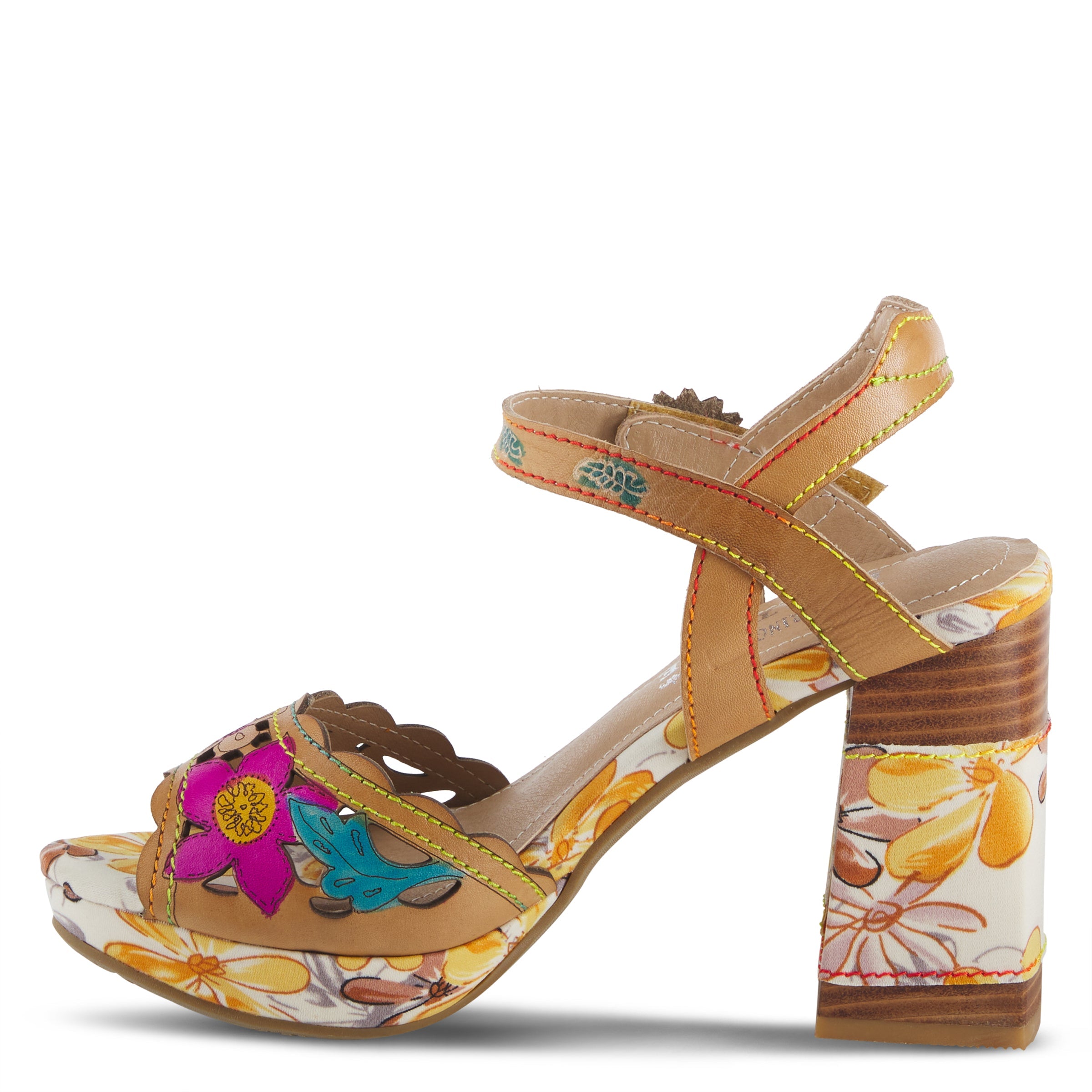 L'Artiste L'ARTISTE AVANTGARDE SANDALS sandal in tan multi with handcrafted leather design