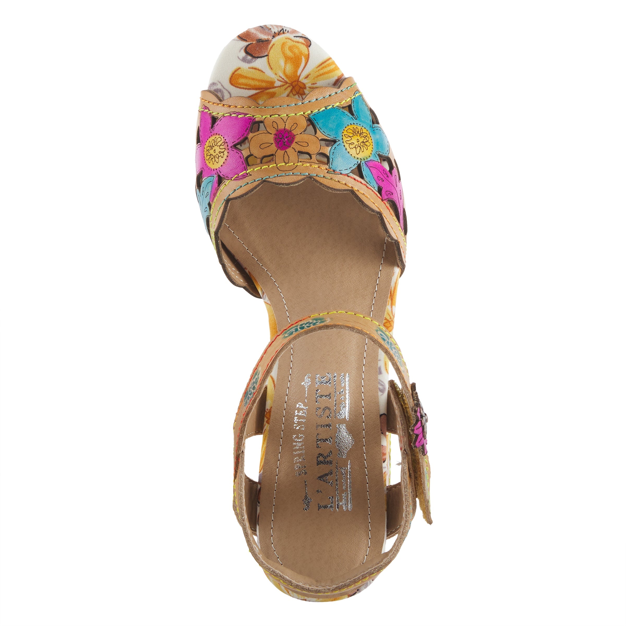 L'Artiste L'ARTISTE AVANTGARDE SANDALS sandal in tan multi with handcrafted leather design