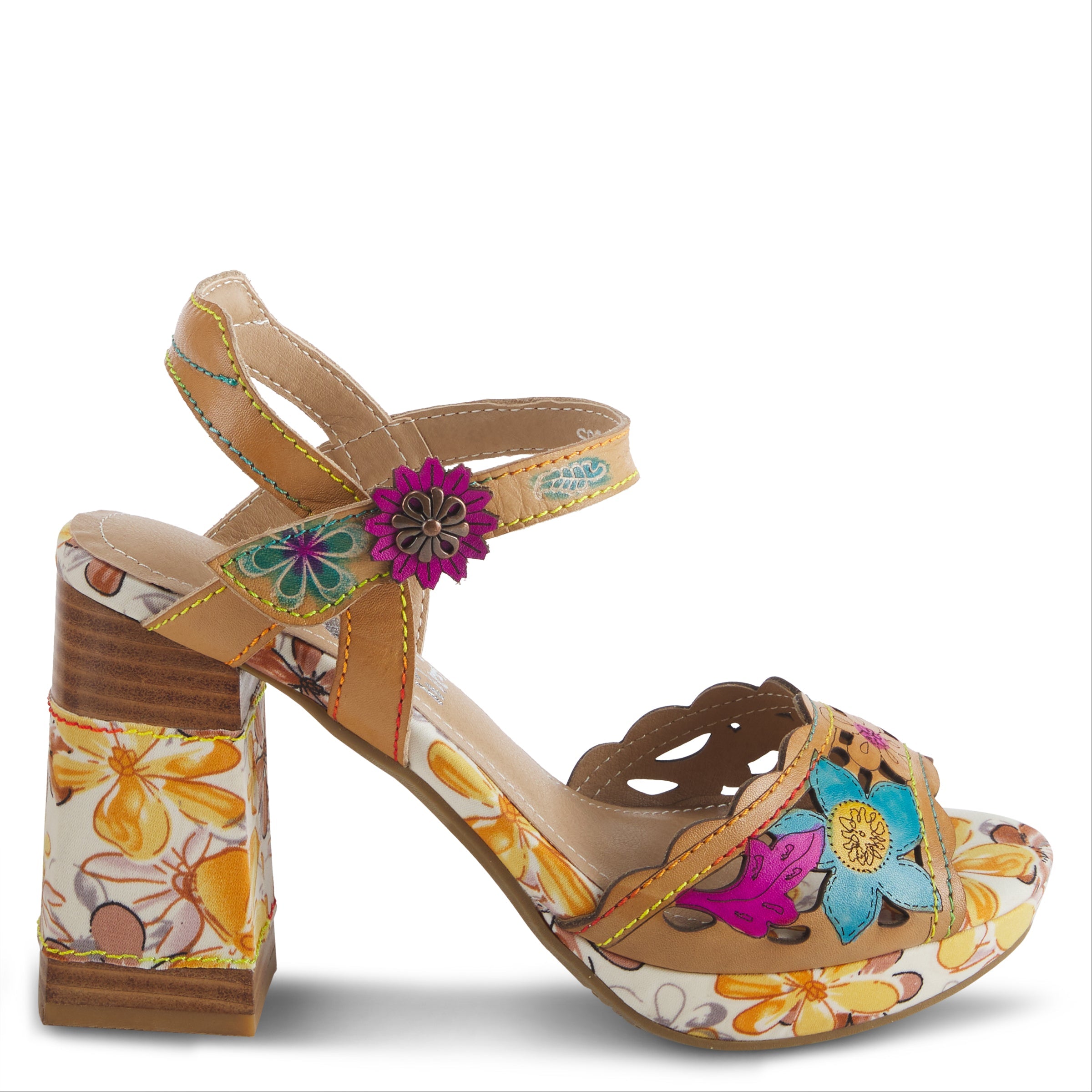 L'Artiste L'ARTISTE AVANTGARDE SANDALS sandal in tan multi with handcrafted leather design