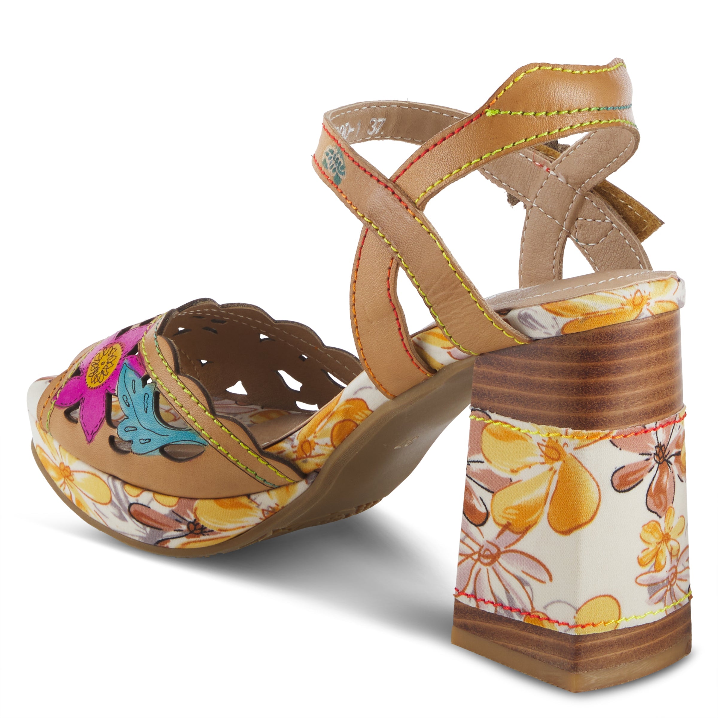 L'Artiste L'ARTISTE AVANTGARDE SANDALS sandal in tan multi with handcrafted leather design
