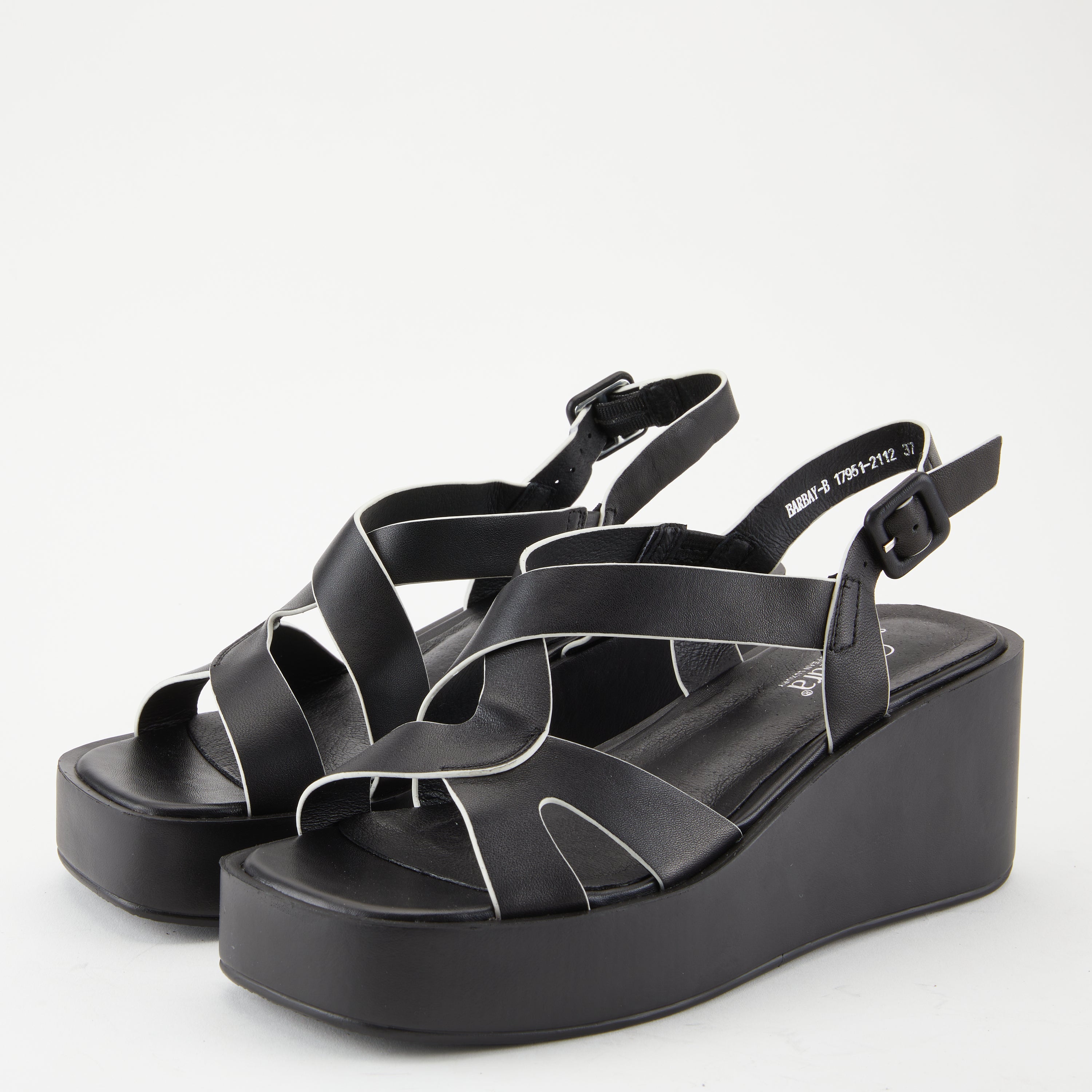 Azura Barbay Slingback women's wedge sandal in bone with leather upper and buckle detail