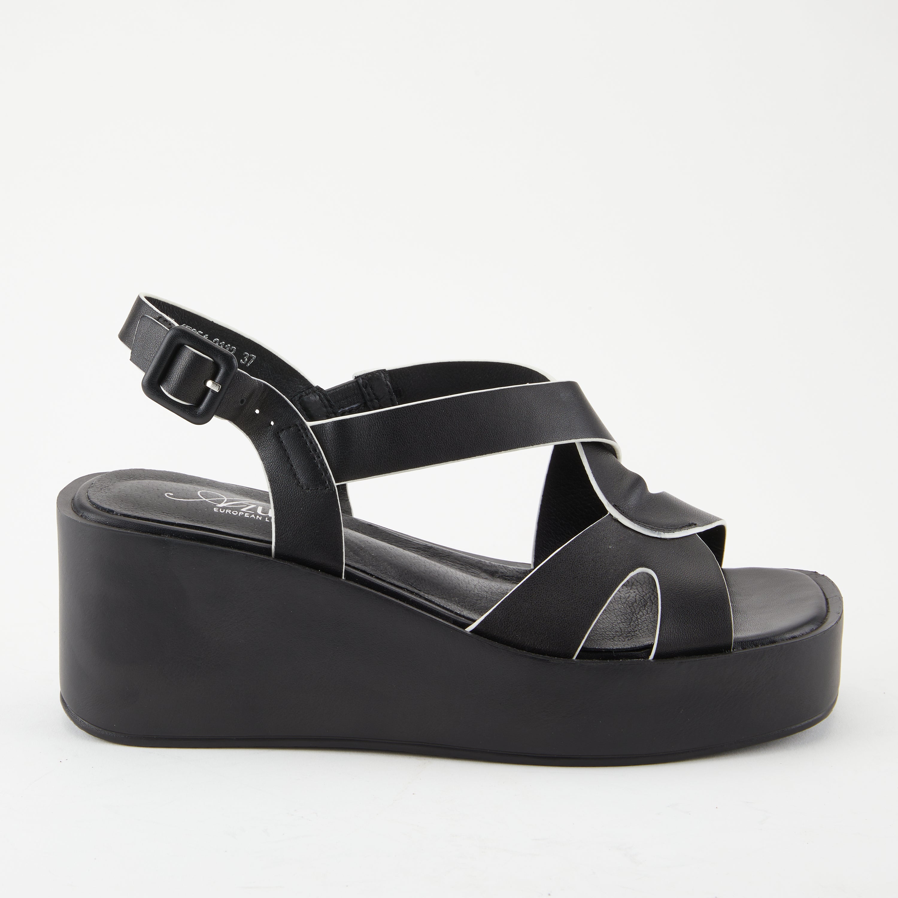 Azura Barbay Slingback women's wedge sandal in bone with leather upper and buckle detail