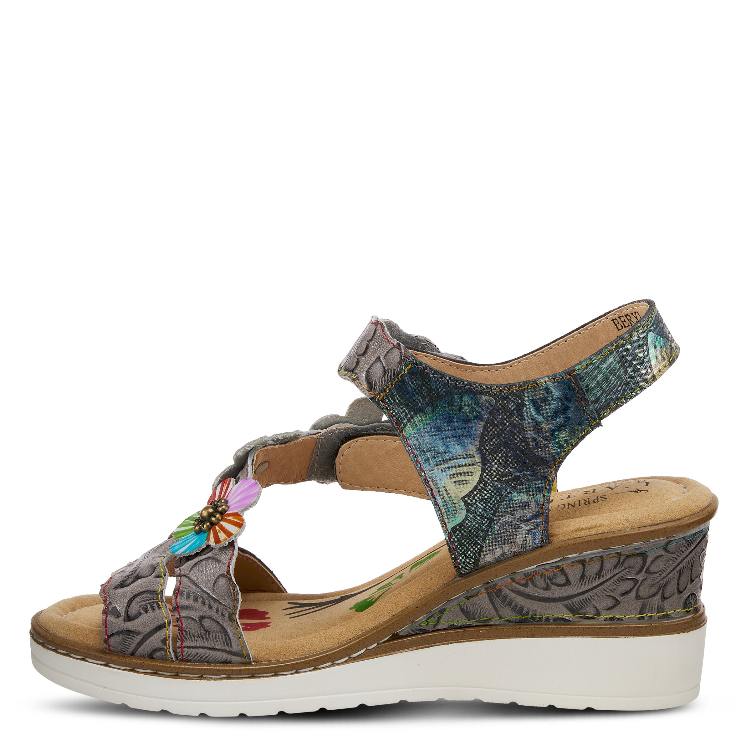 L'Artiste L'Artiste BERYL ANKLE STRAP SANDALS sandal in grey multi with handcrafted leather design