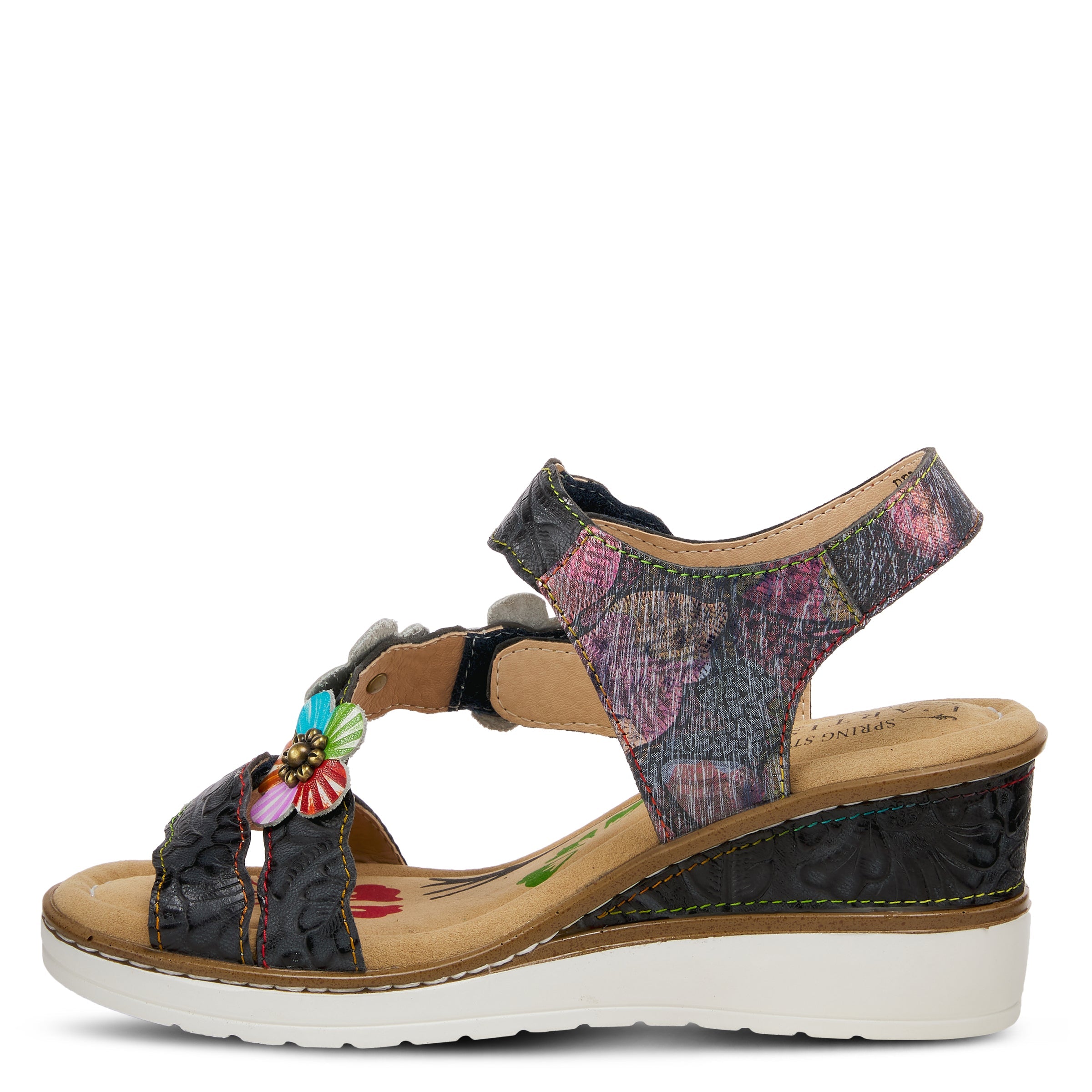 L'Artiste L'Artiste BERYL ANKLE STRAP SANDALS sandal in red multi with handcrafted leather design