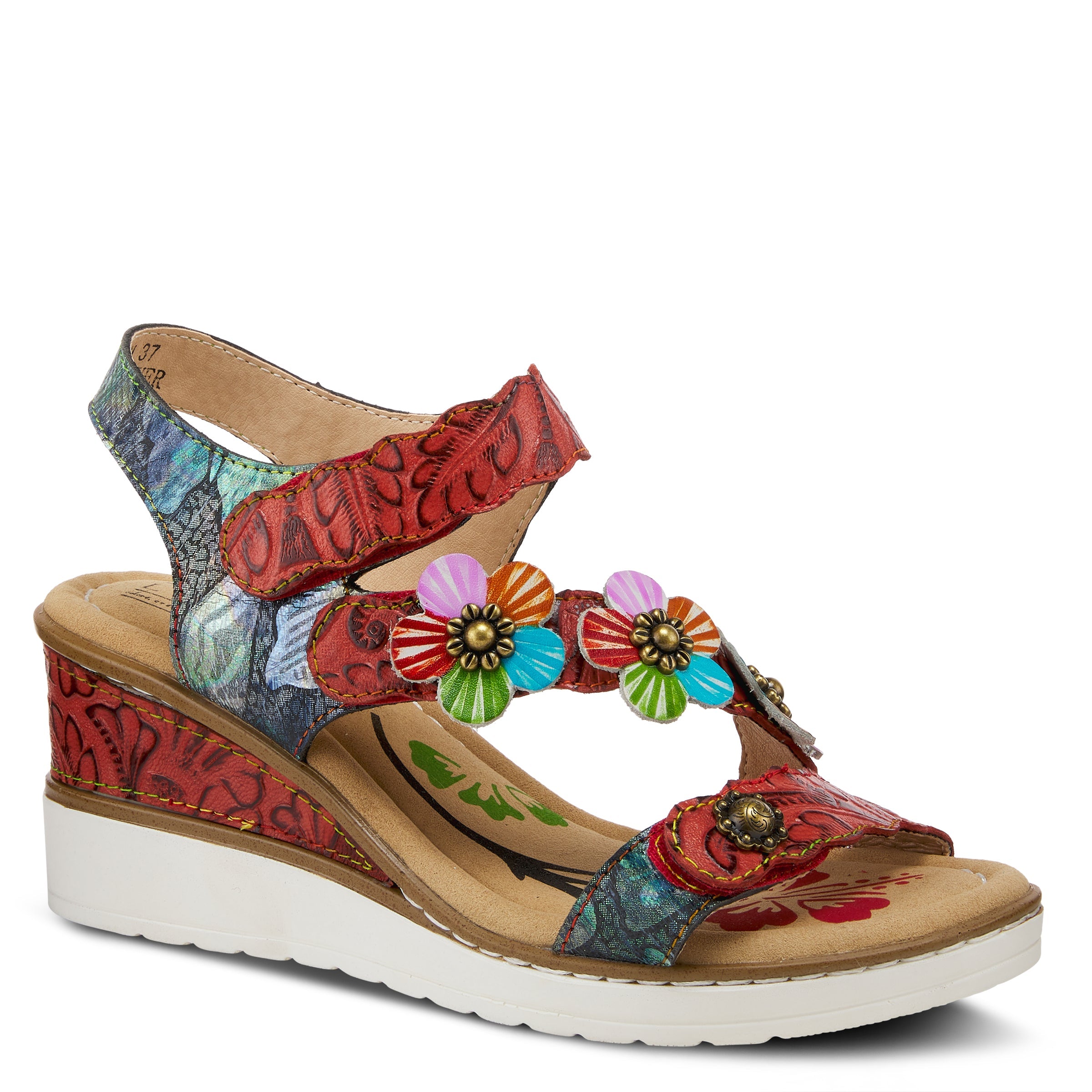L'Artiste L'Artiste BERYL ANKLE STRAP SANDALS sandal in grey multi with handcrafted leather design