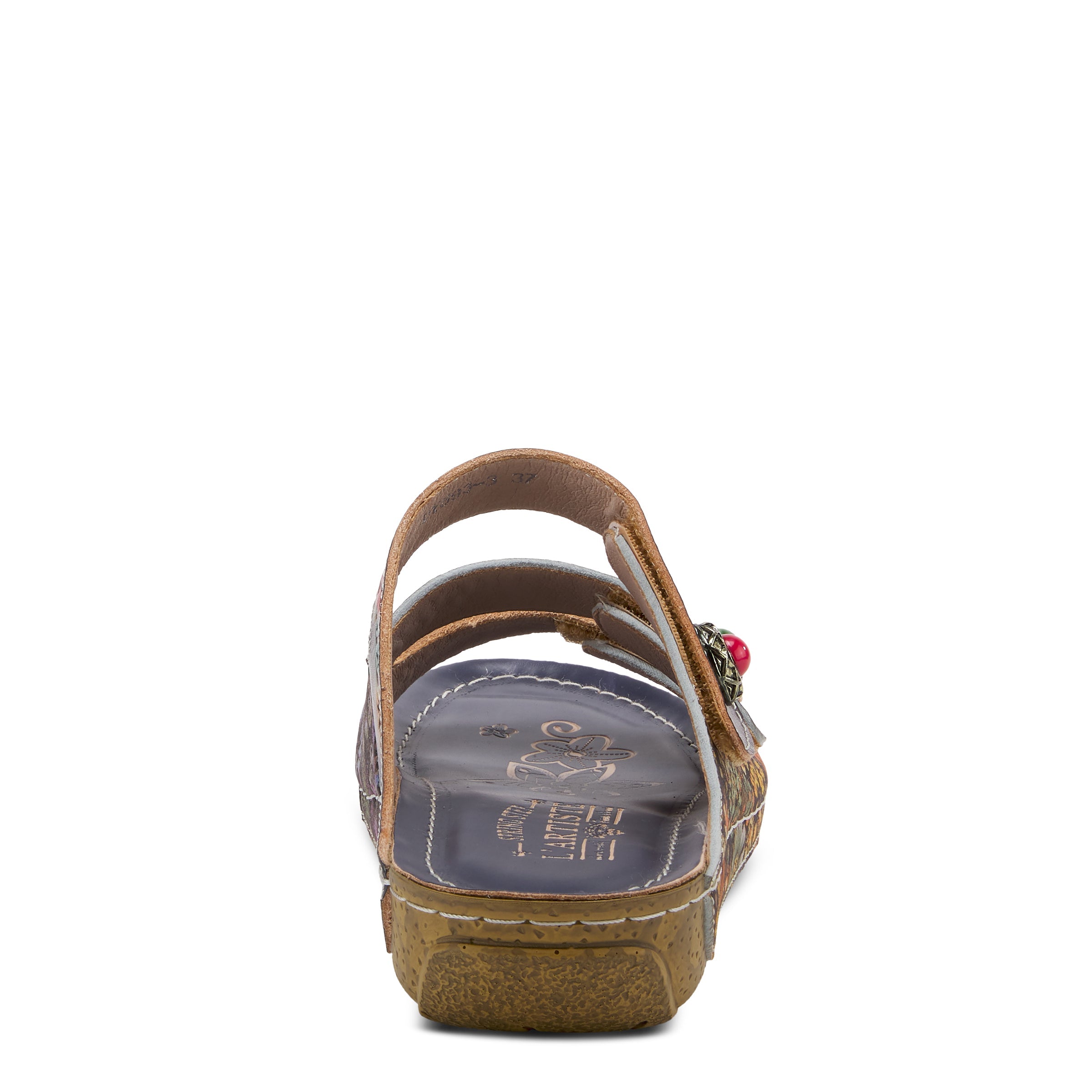 L'Artiste L'ARTISTE CASTLEWALK SLIDE SANDALS sandal in navy multi with handcrafted leather design
