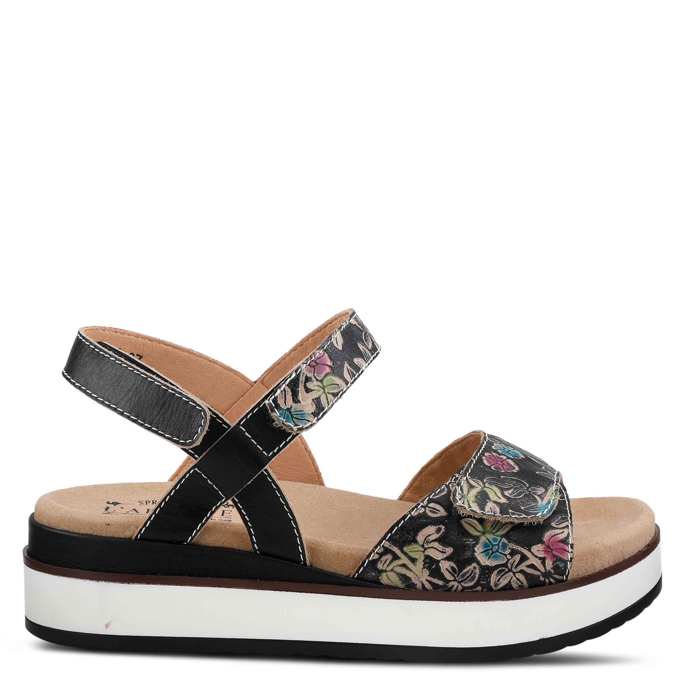 L'Artiste L'ARTISTE CLARA PLATFORM SANDALS sandal in black multi with handcrafted leather design