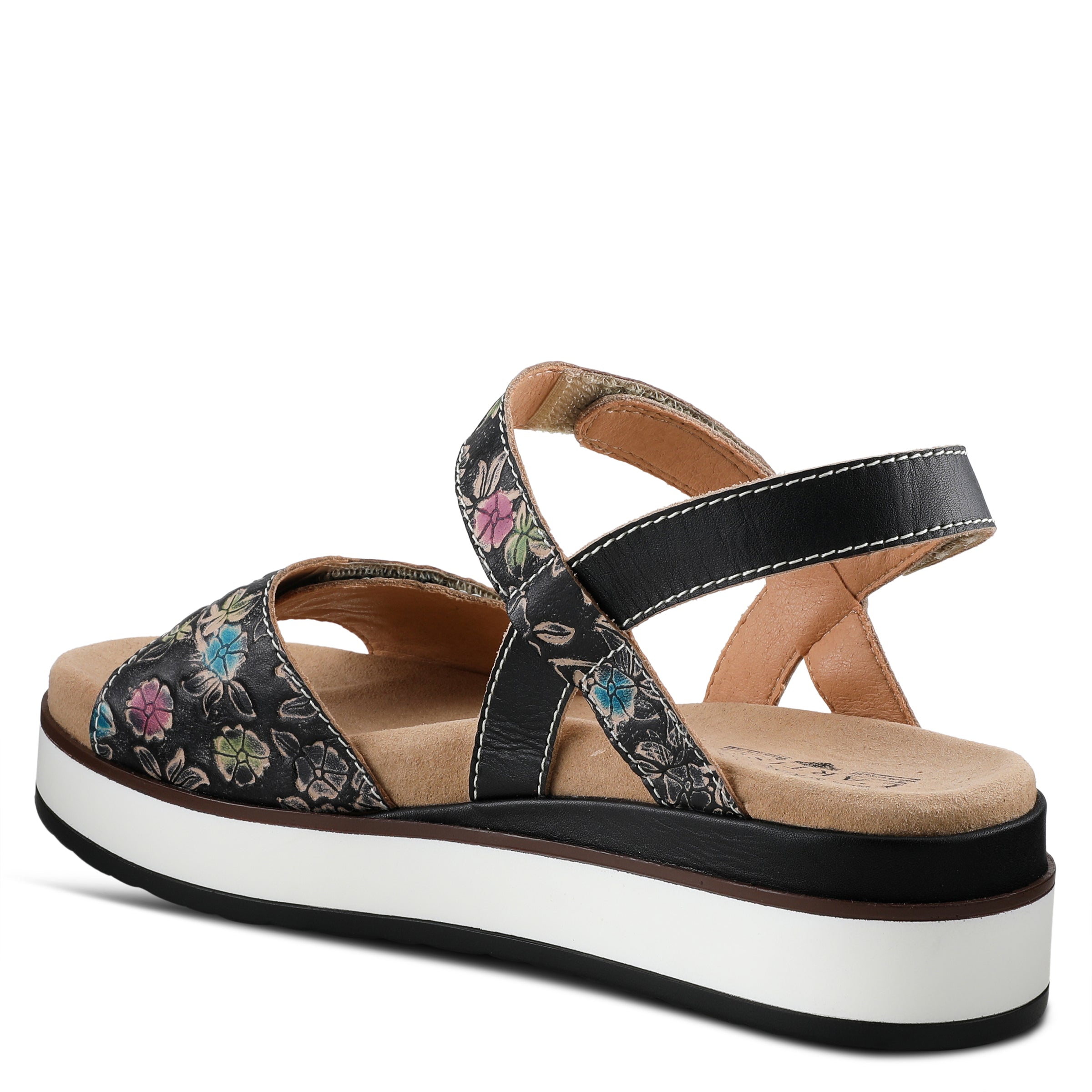 L'Artiste L'ARTISTE CLARA PLATFORM SANDALS sandal in black multi with handcrafted leather design