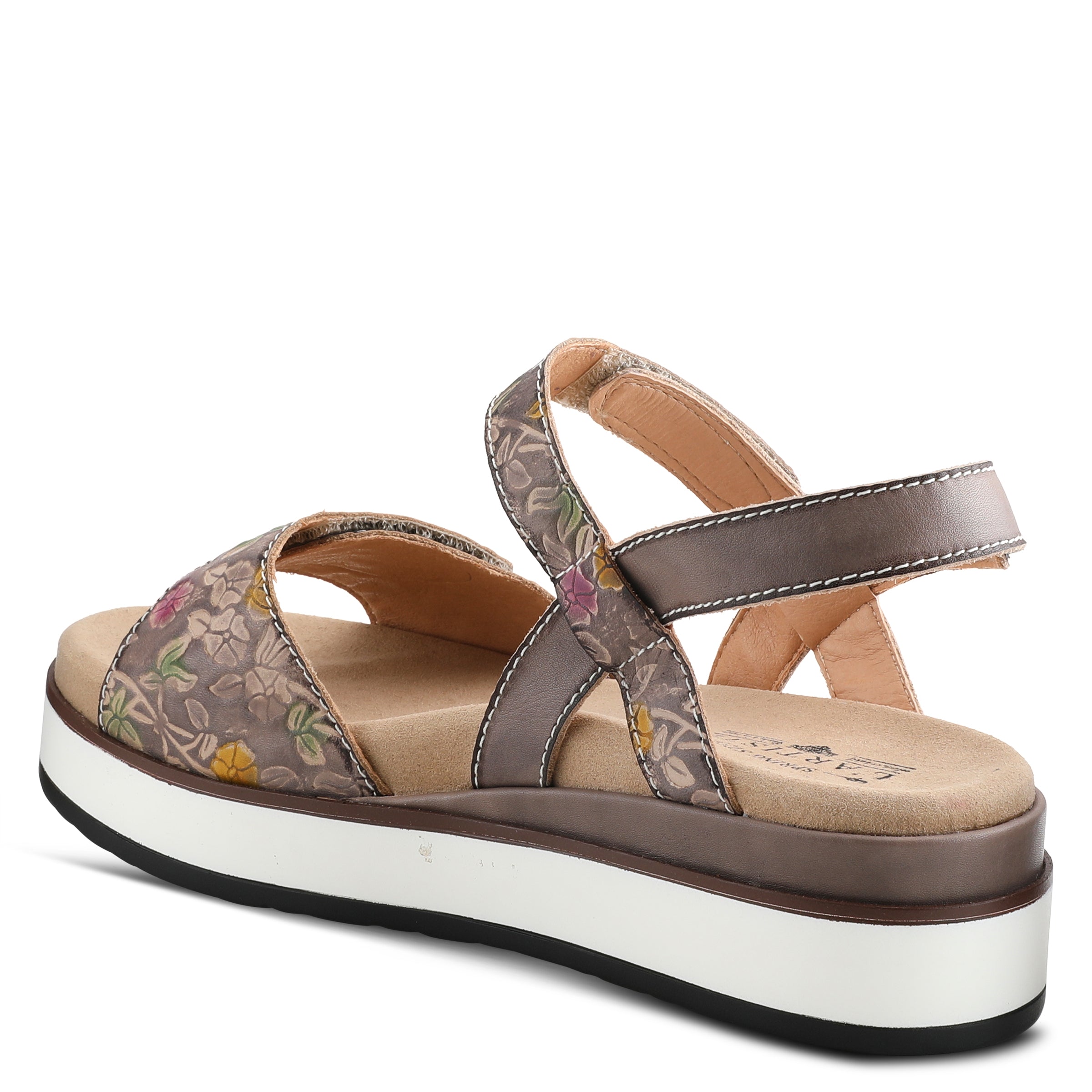 L'Artiste L'ARTISTE CLARA PLATFORM SANDALS sandal in grey multi with handcrafted leather design