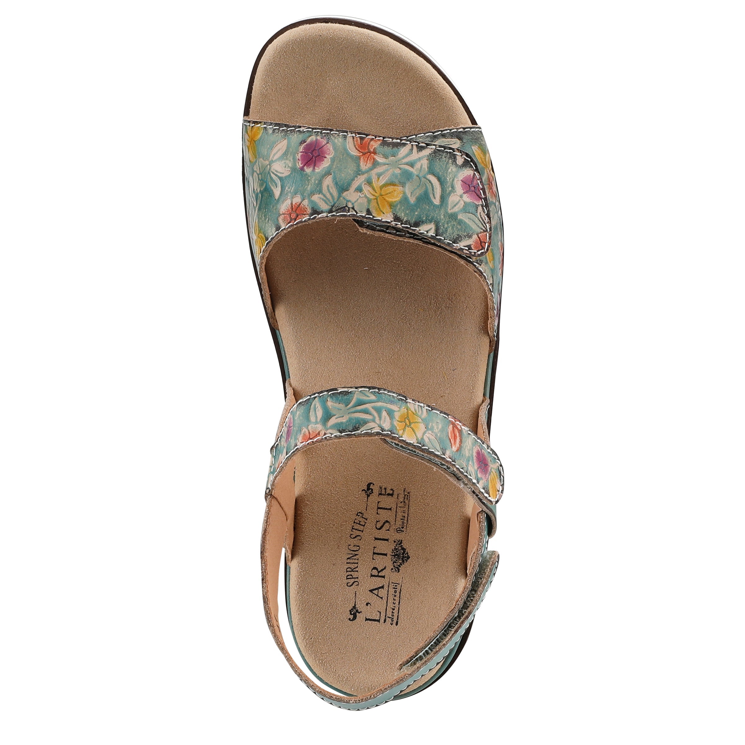 L'Artiste L'ARTISTE CLARA PLATFORM SANDALS sandal in light turquoise with handcrafted leather design
