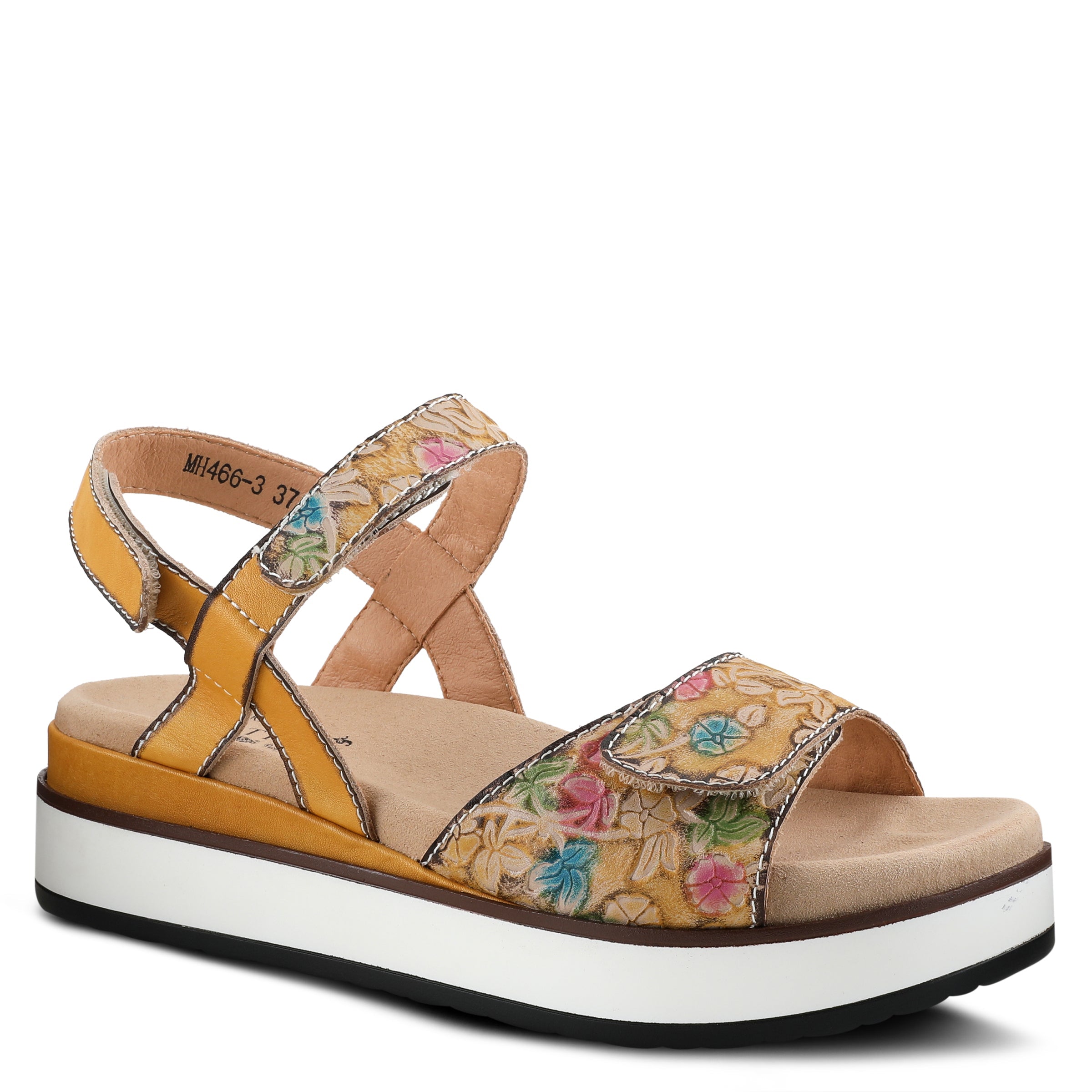 L'Artiste L'ARTISTE CLARA PLATFORM SANDALS sandal in light turquoise with handcrafted leather design