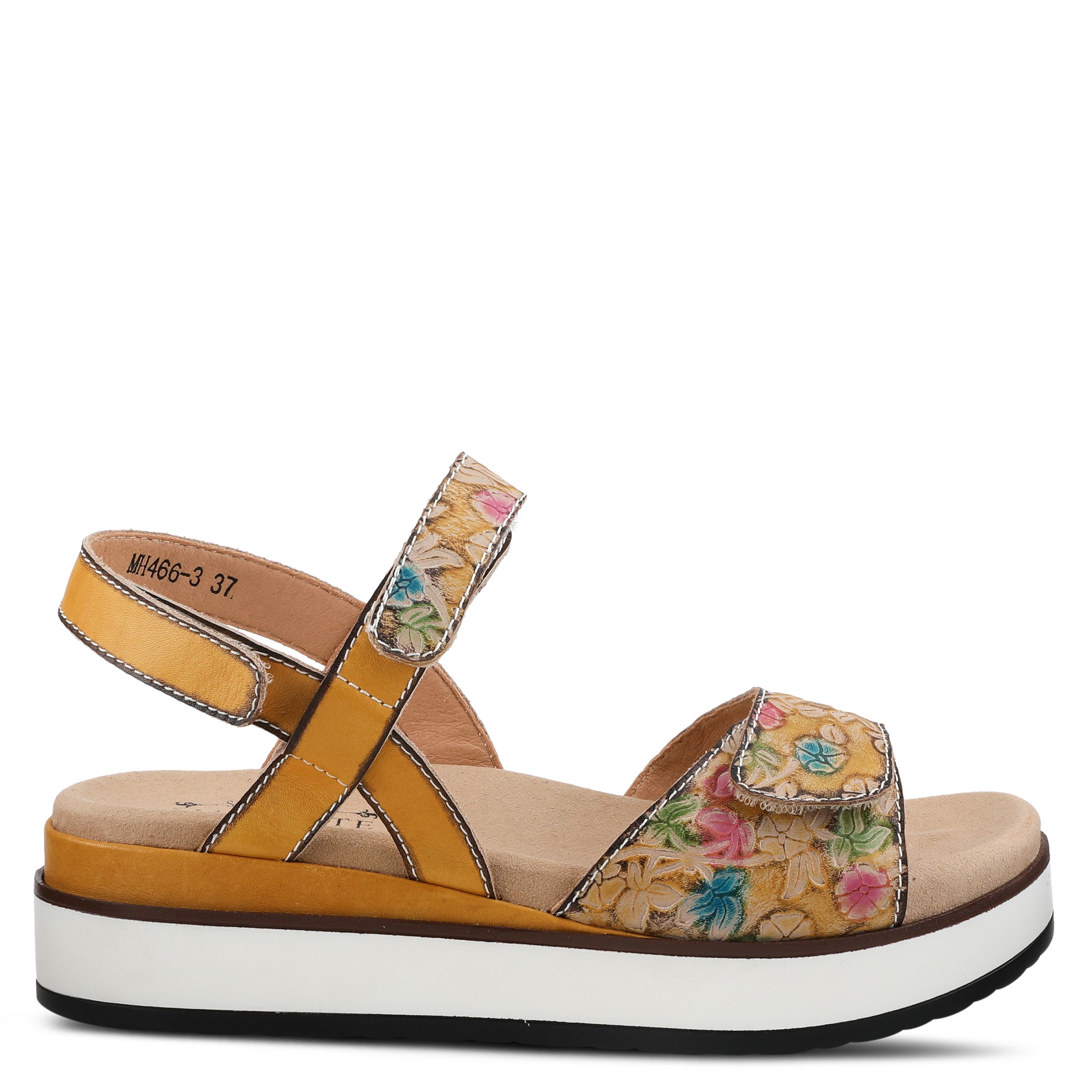 L'Artiste L'ARTISTE CLARA PLATFORM SANDALS sandal in yellow multi with handcrafted leather design
